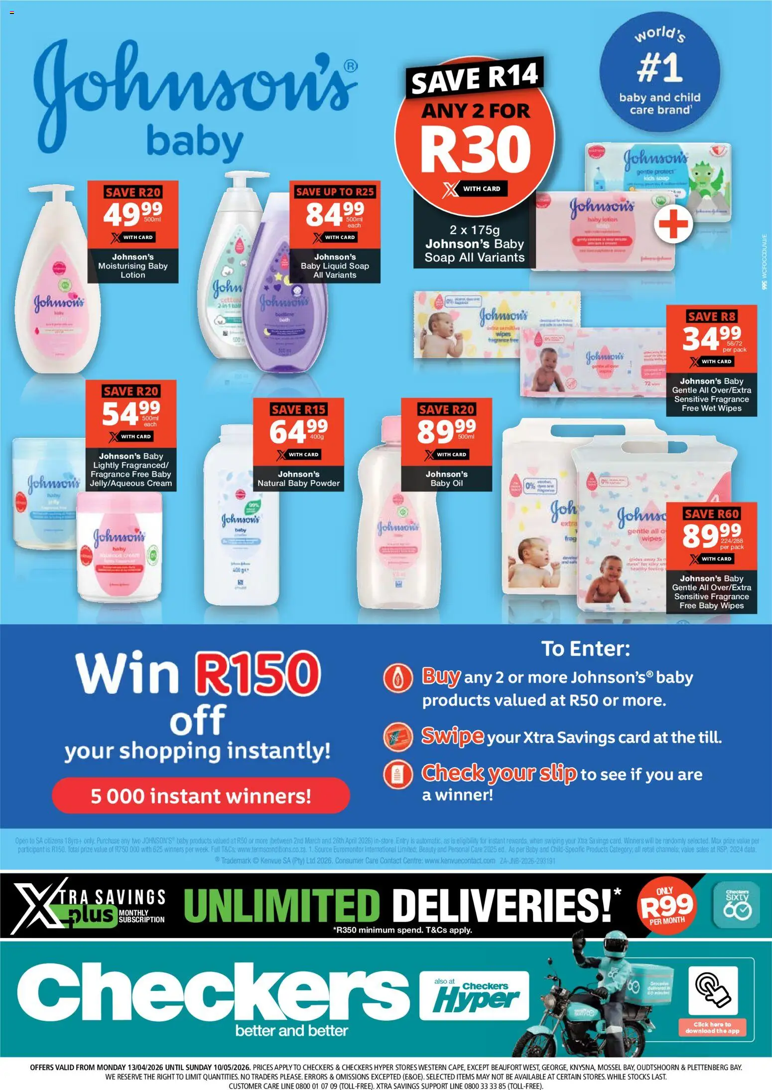 Checkers - Western Cape - Johnson's Baby Promotion 13/04 - 10/05/2026