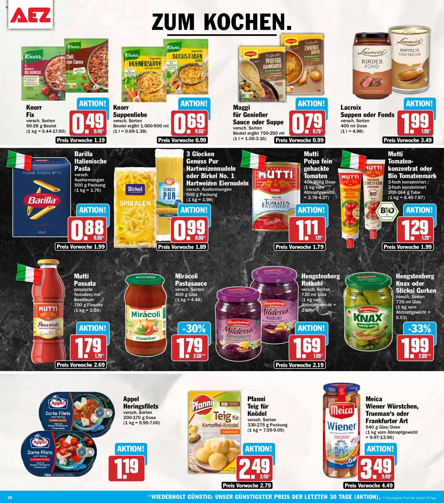 Vorschau von dem Prospekt des Geschäftes AEZ, gültig ab dem 26.10.2026 - Maggi, Rotkohl, Gurken, Chili, Tomaten, Knorr, Pfeffer, Meica