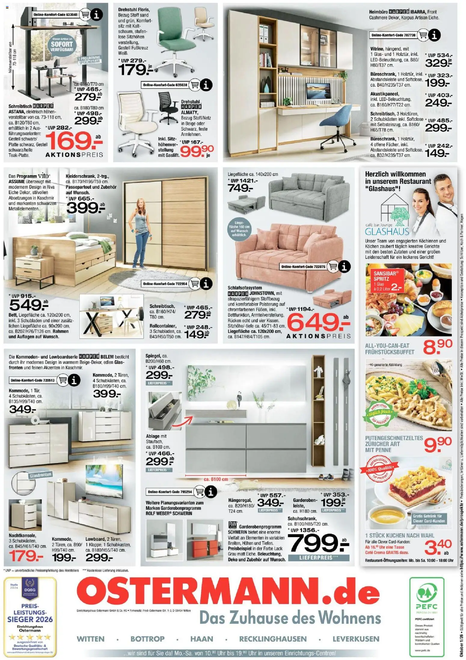 Vorschau von dem Prospekt des Geschäftes Ostermann, gültig ab dem 24.10.2026 - Uhr, Kuchen, Gerichte, Top, Liege