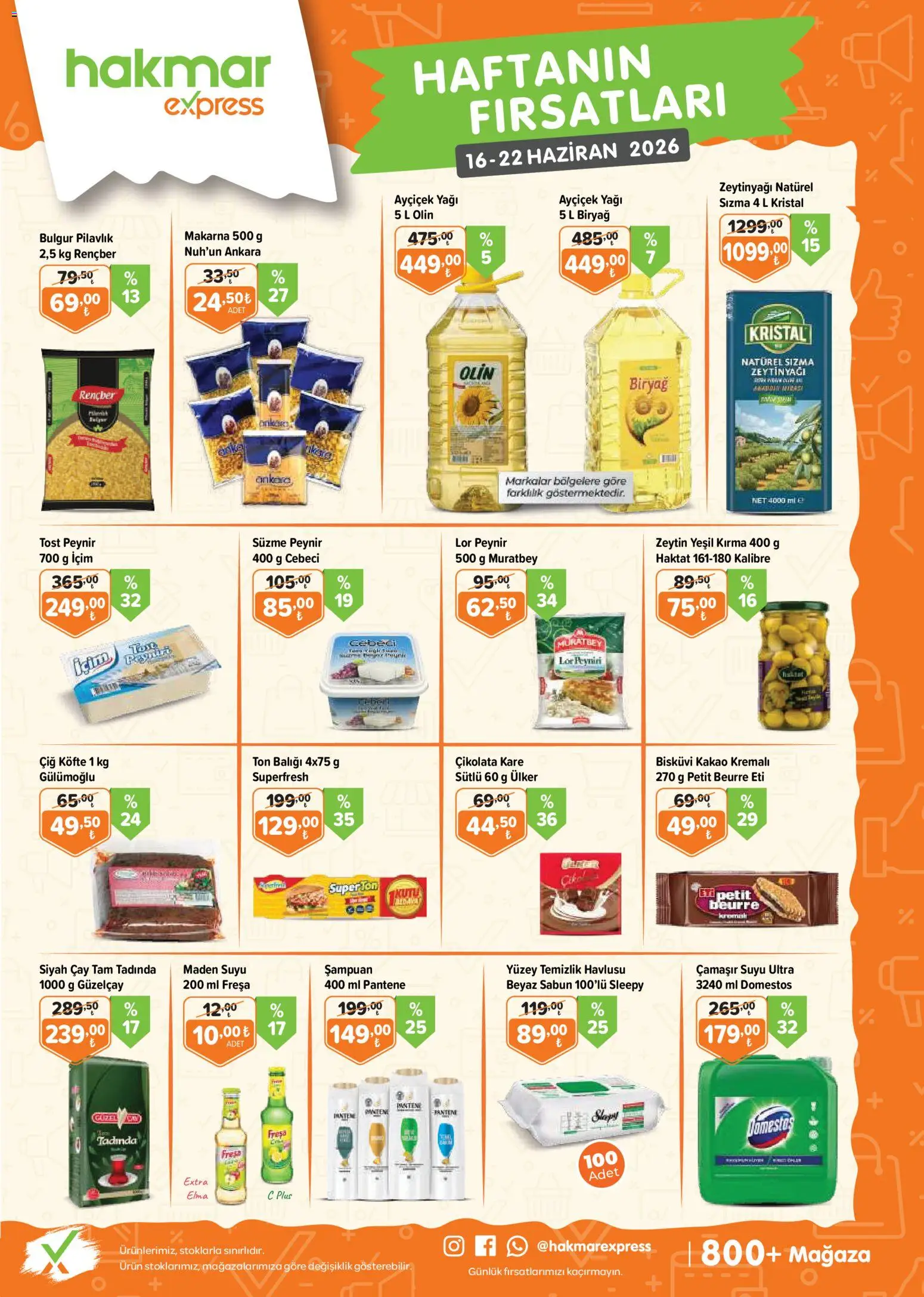 Hakmar Express Hakmar Express Katalog 16.06.2026 - Broşürünün önizlemesi - Zeytinyağı, Peynir, Zeytin, Şampuan, Elma, Bisküvi, Kutu, Süzme peynir