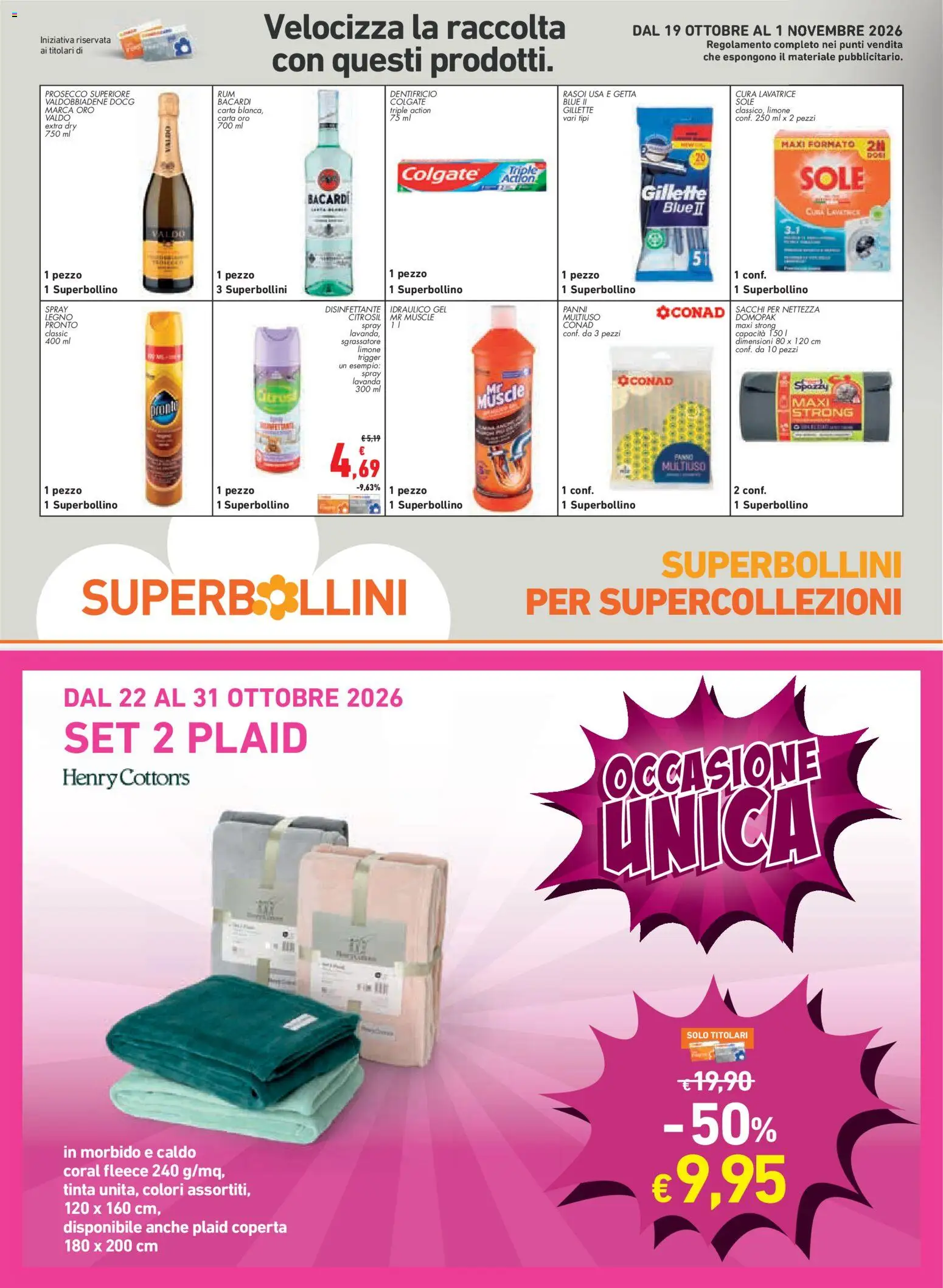 Anteprima dell'opuscolo Conad volantino City Piemonte dal negozio Conad valido da 22/10/2026 - Lavatrice, Limone, Lavanda, Rum, Plaid, Dentifricio, Sgrassatore, Spray disinfettante