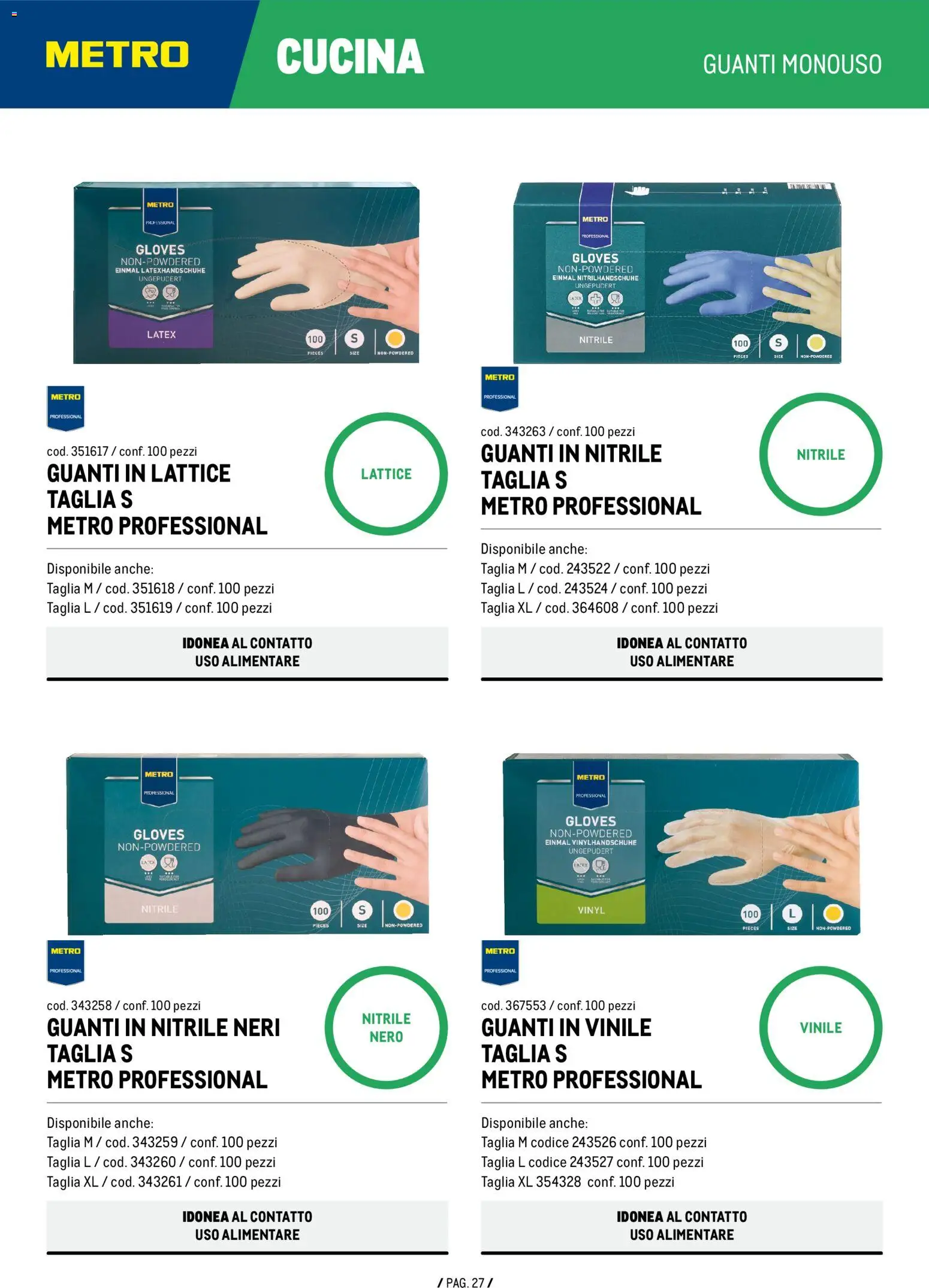 Anteprima dell'opuscolo Metro volantino Detergenza dal negozio Metro valido da 04/06/2026 - Guanti, Guanti monouso