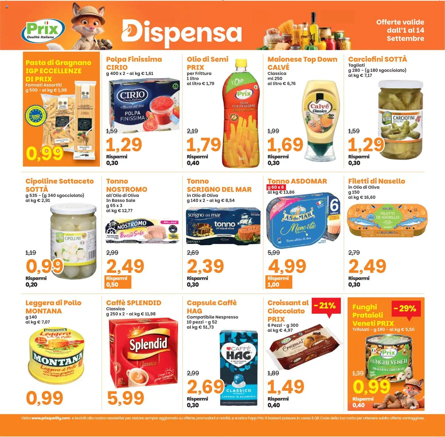 Anteprima dell'opuscolo Prix volantino Ghedi dal negozio Prix valido da 01/09/2026 - Pollo, Carne, Top, Penne, Sale, Maionese, Alluminio, Olio di semi