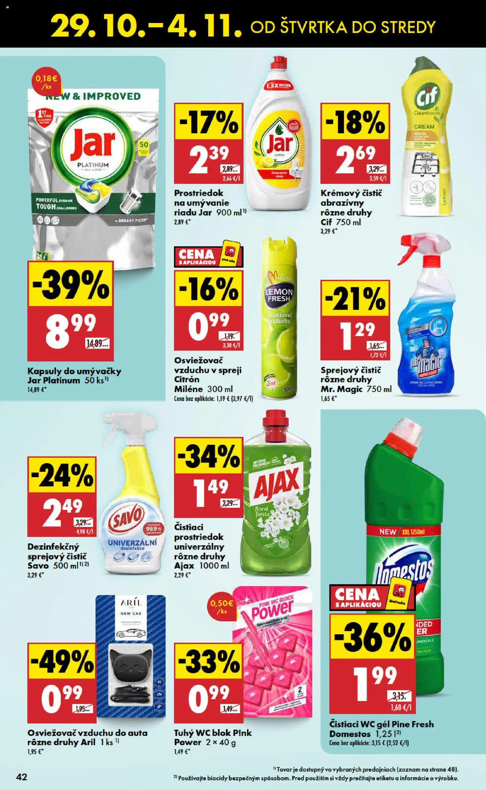 Náhľad Biedronka letáku platného od 29.10.2026 - Wc, Jar, Osviežovač vzduchu, Savo, Cif, Domestos, Wc blok, Prostriedok na umývanie riadu