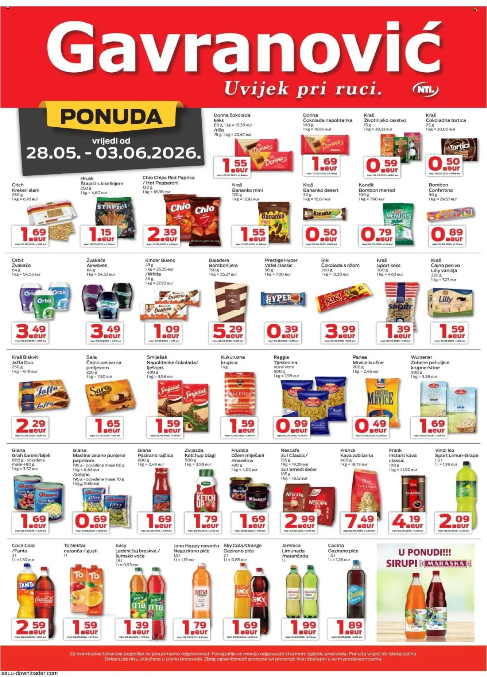 Pregled letka Gavranović Katalog trgovine Gavranović vrijedi od 28.05.2026
