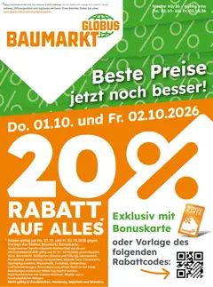 Vorschau von dem Prospekt des Geschäftes Globus Baumarkt, gültig ab dem 01.10.2026