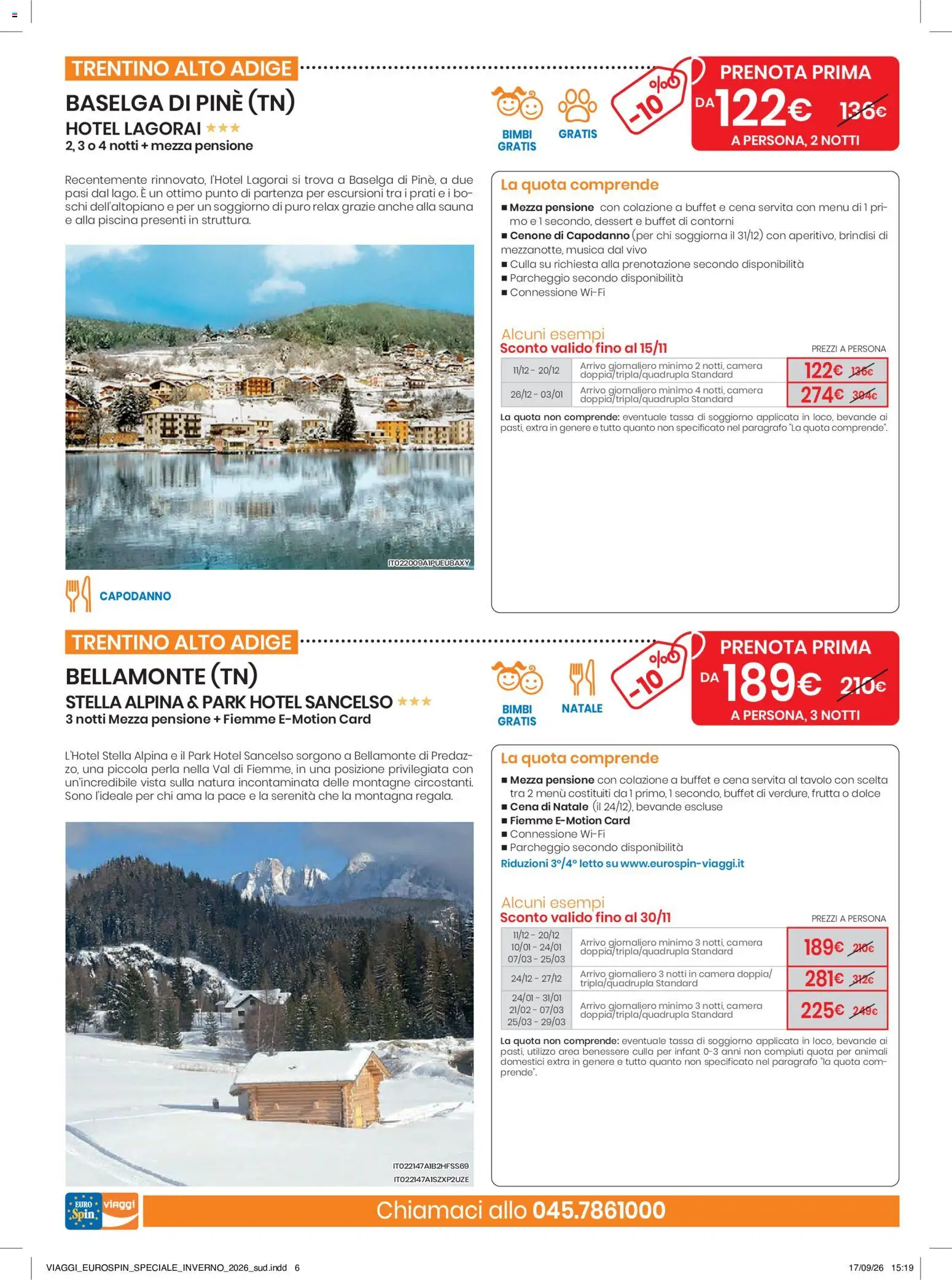 Anteprima dell'opuscolo Eurospin volantino Viaggi Sud dal negozio Eurospin valido da 17/09/2026 - Piscina, Brindisi, Frutta, Dessert, Tavolo, Culla, Contorni, Bevande