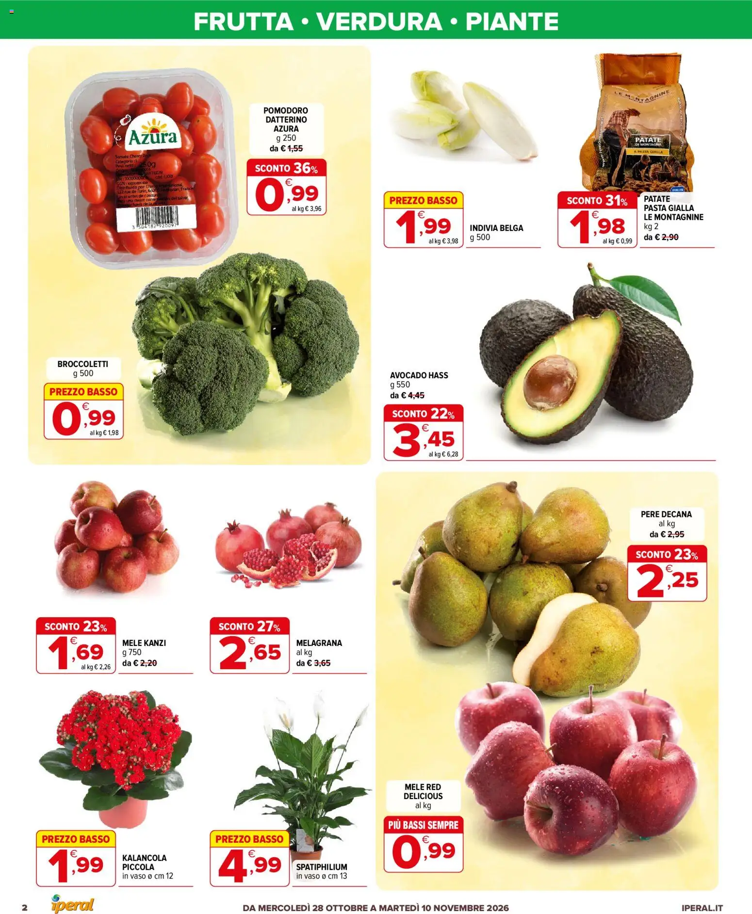 Anteprima dell'opuscolo Iperal volantino dal negozio Iperal valido da 28/10/2026 - Pasta, Avocado, Pomodoro, Patate, Mele, Basso, Vaso, Pere