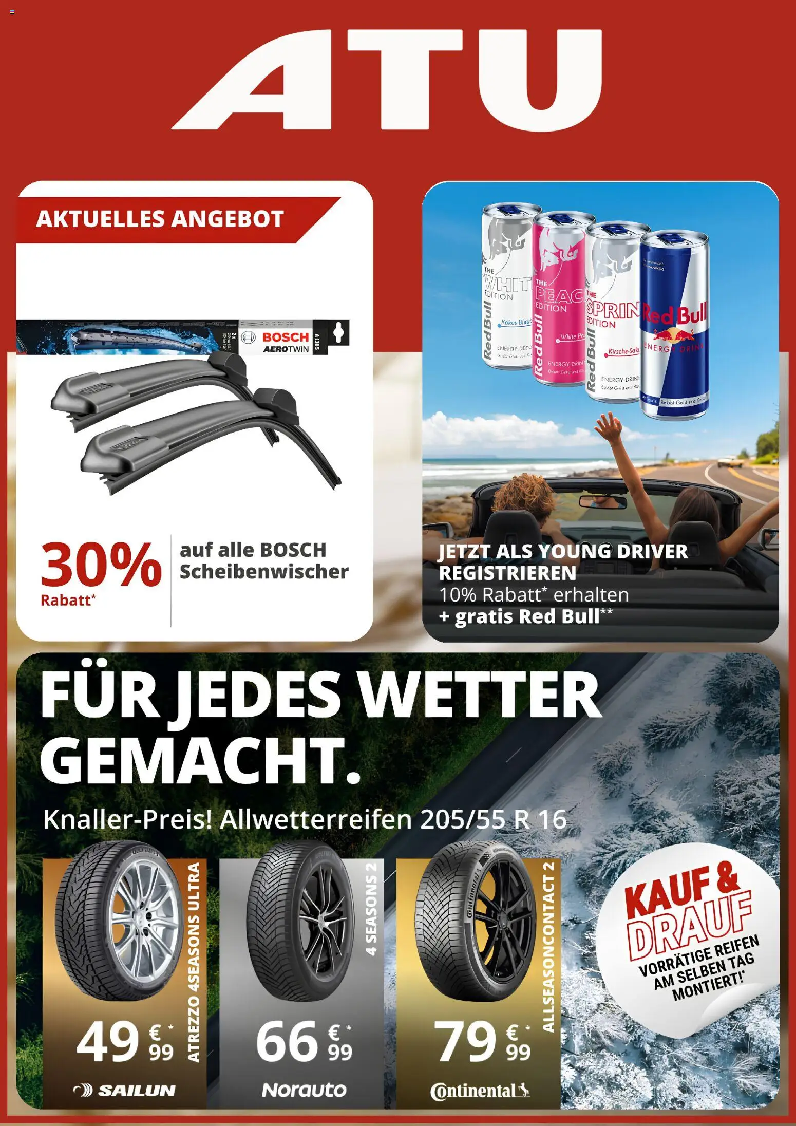 Vorschau von dem Prospekt des Geschäftes ATU, gültig ab dem 01.09.2026 - Bosch, Red bull, Energy