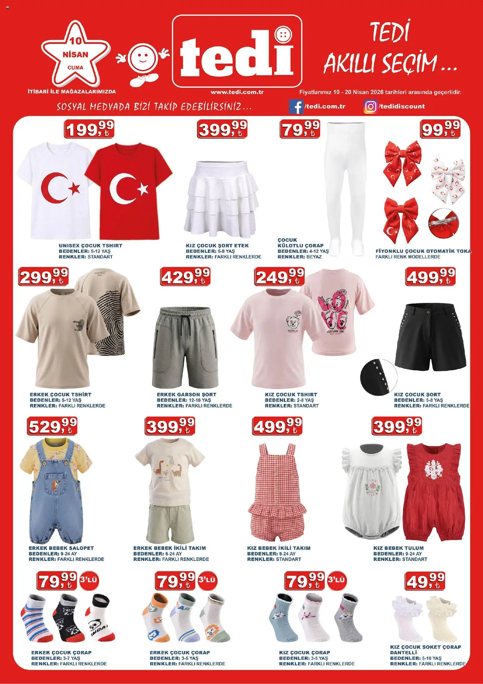 Tedi Tedi Katalog 10.04.2026 - Broşürünün önizlemesi - Tulum, Etek, Çorap, Şort