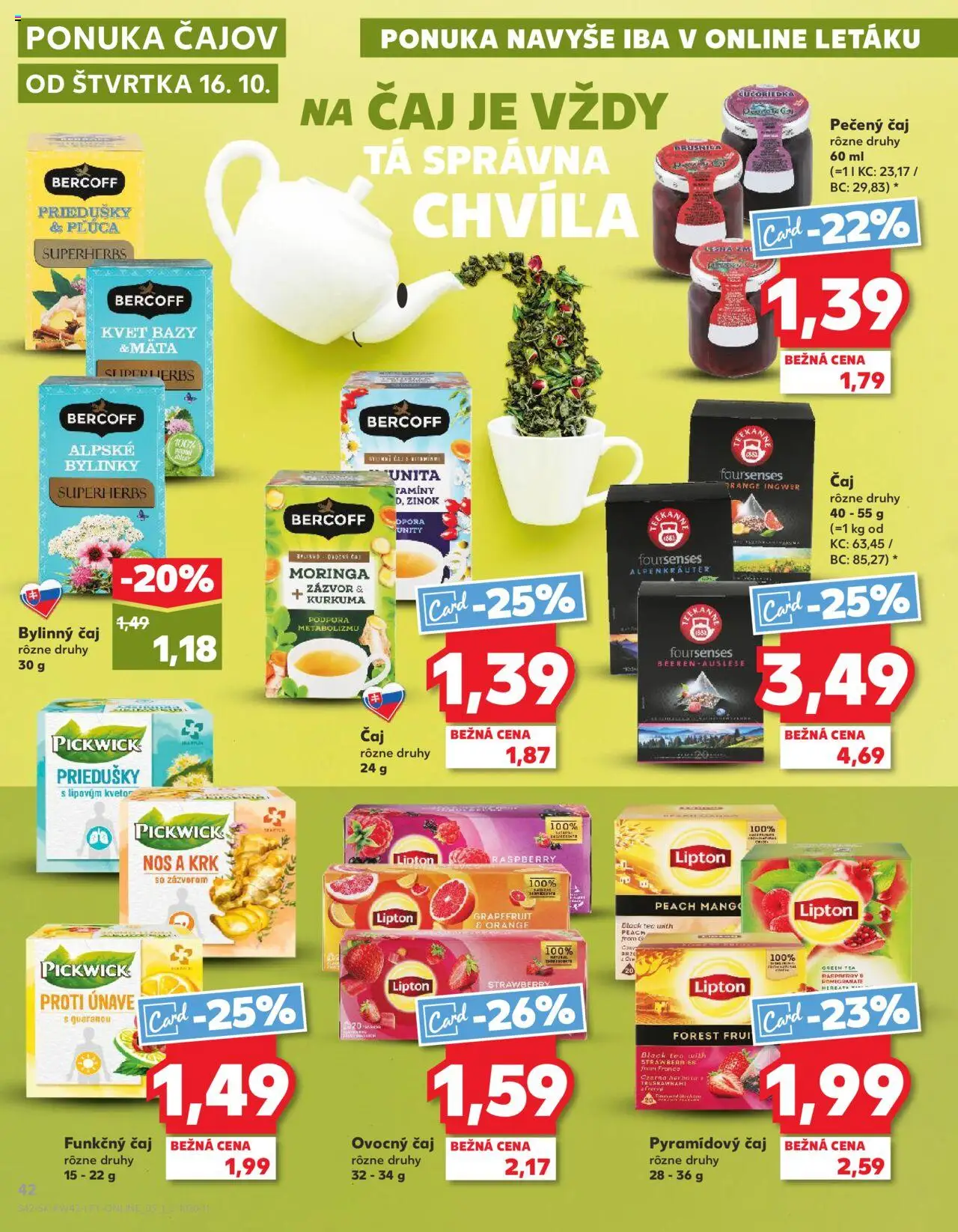 Náhľad Kaufland letáku platného od 16.10.2025 - Mango, Kurkuma, Čaj, Grapefruit, Zázvor, Teekanne, Bylinný čaj
