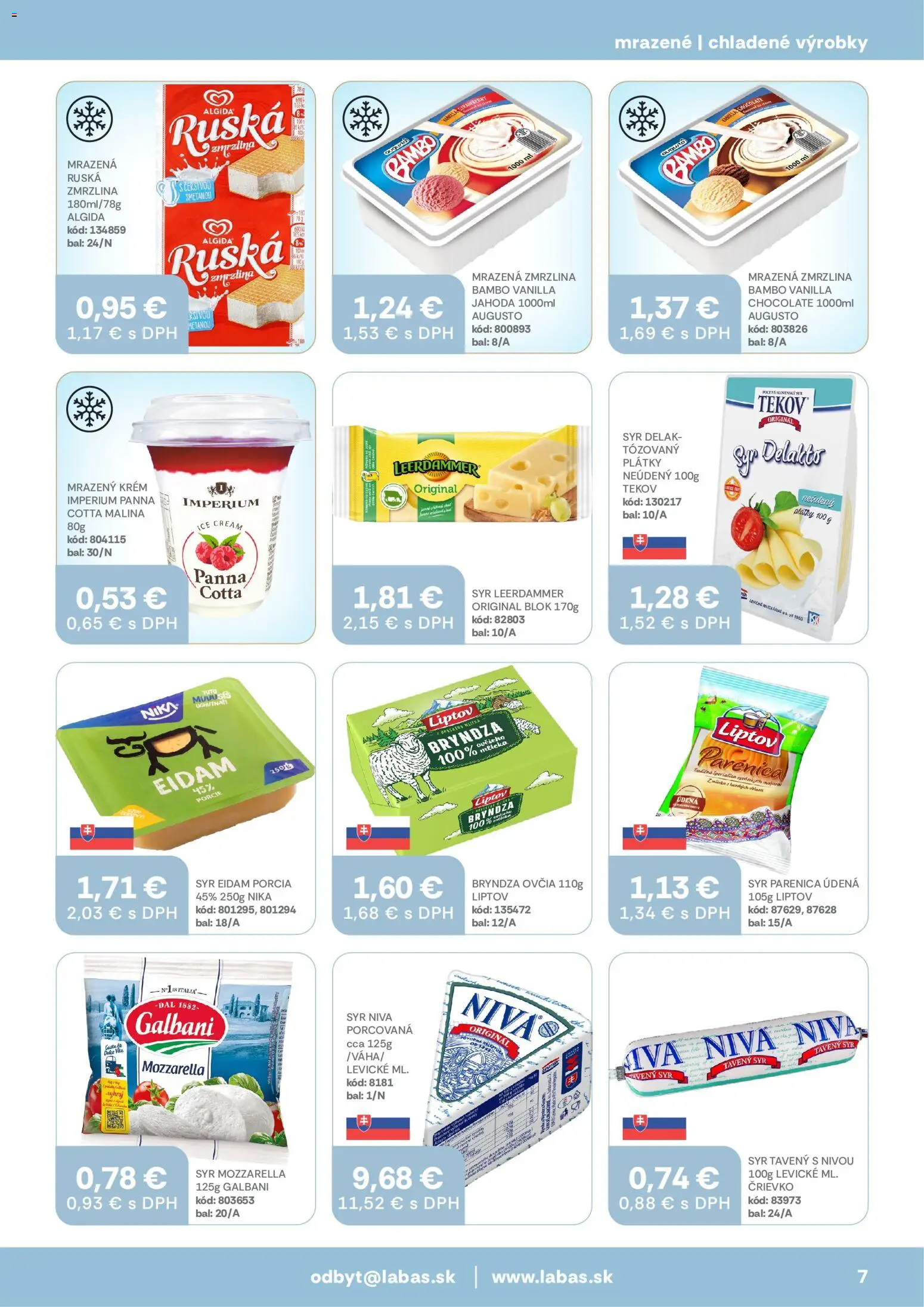 Náhľad Labaš letáku platného od 11.09.2026 - Zmrzlina, Syr, Bryndza, Mozzarella, Niva, Eidam, Krém, Tavený syr