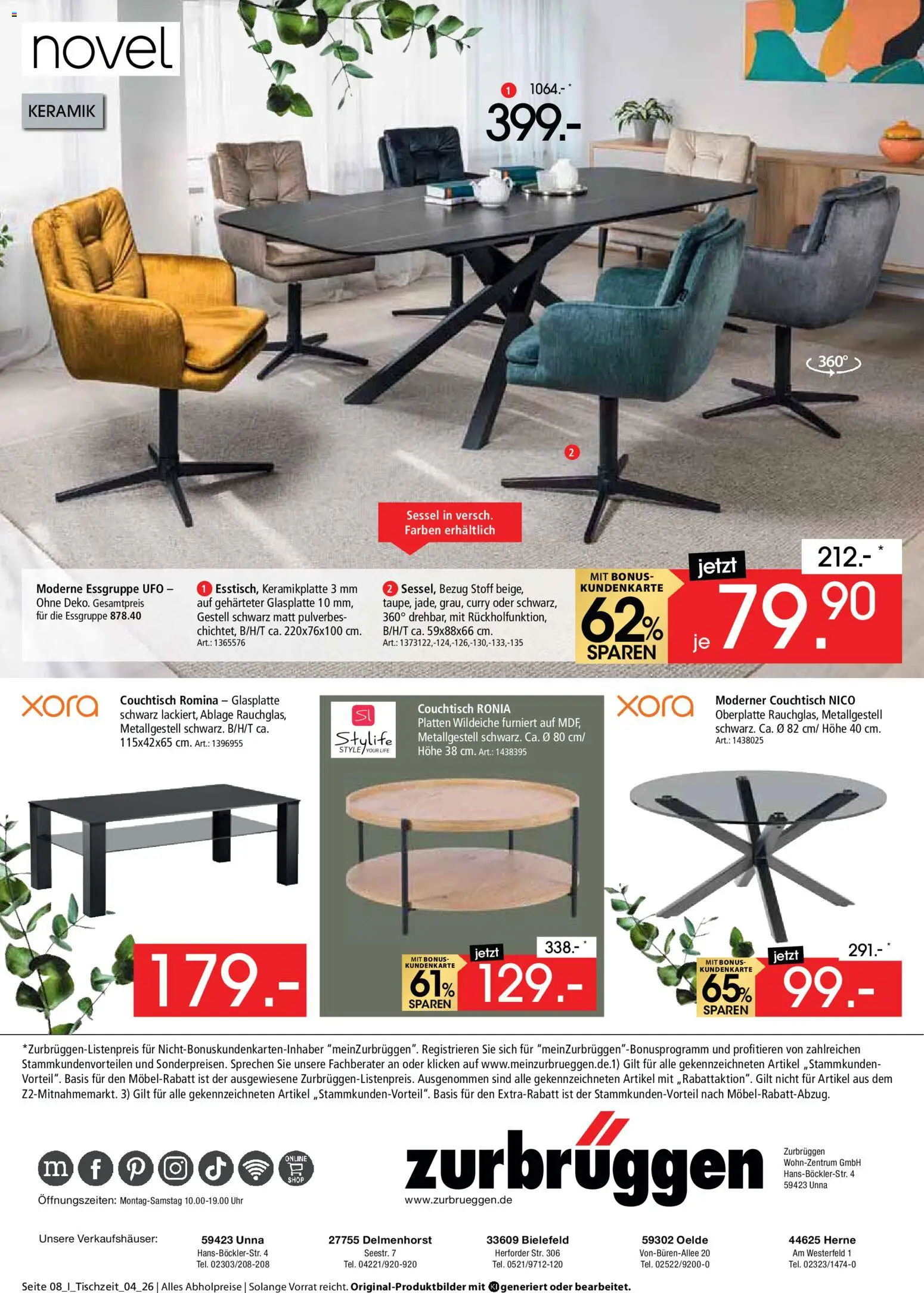 Vorschau von dem Prospekt des Geschäftes Zurbrüggen, gültig ab dem 23.10.2026 - Uhr, Couchtisch, Sessel, Essgruppe