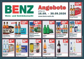 Vorschau von dem Prospekt des Geschäftes Benz Getränke, gültig ab dem 16.09.2026
