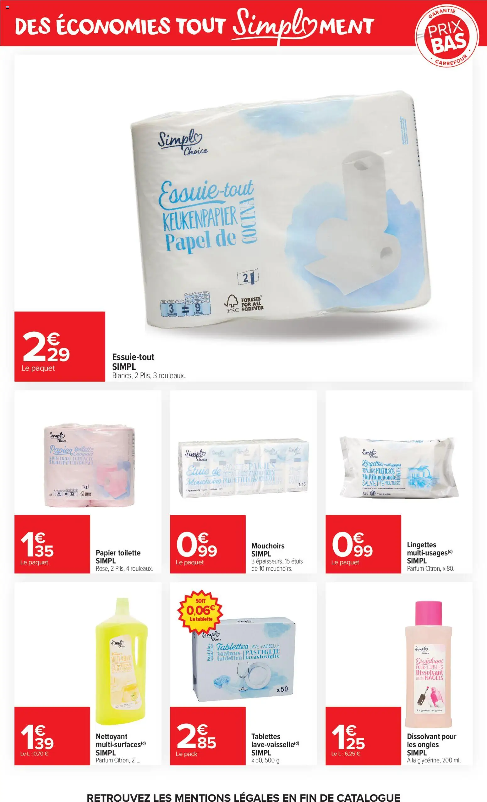 Prévisualisation de Carrefour Market Premier prix simpl du magasin Carrefour Market formulaire valide 03/11/2026 - Parfum, Tablette, Vaisselle, Papier toilette, Mouchoirs, Dissolvant