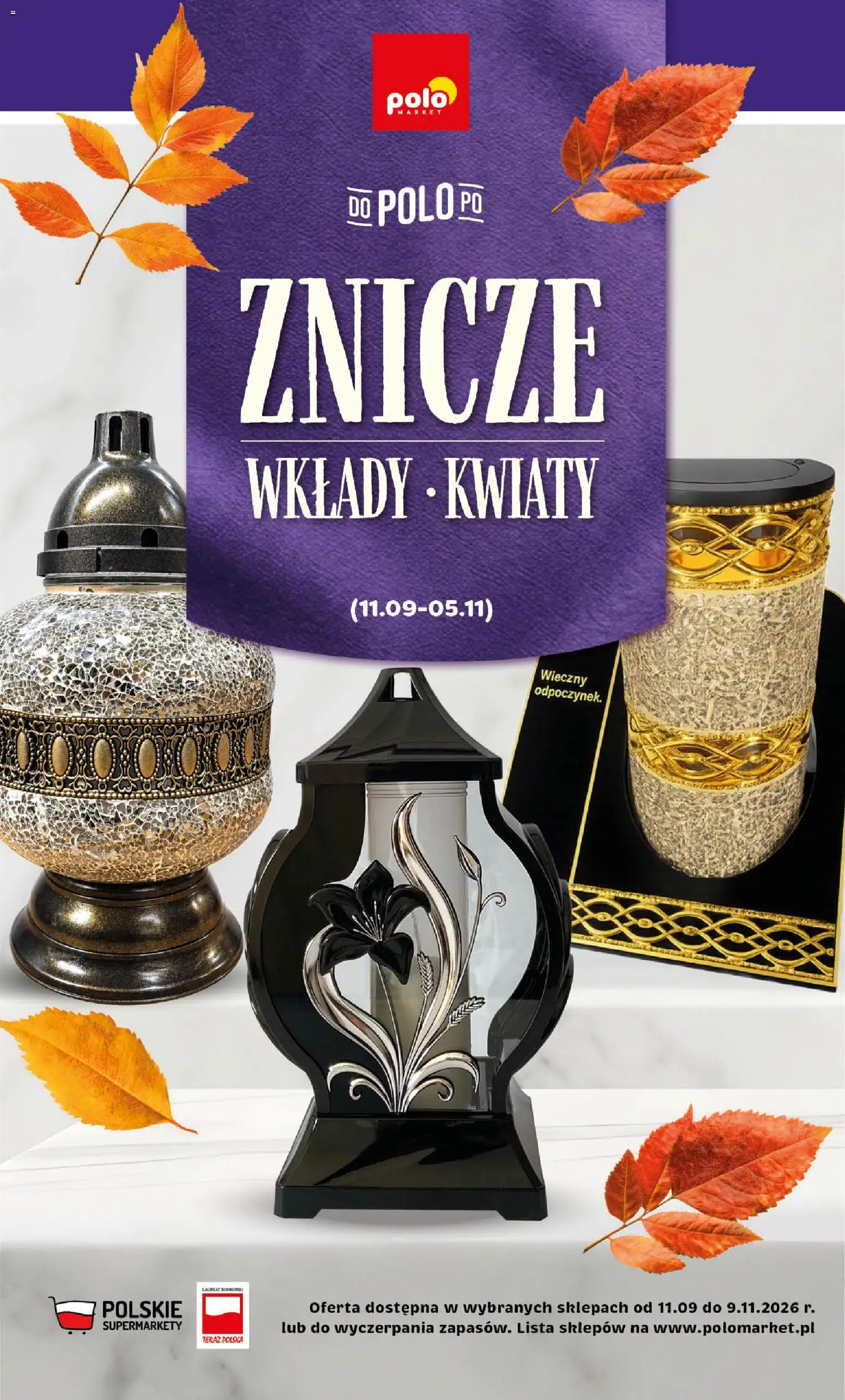 Pogląd gazetki "POLOmarket gazetka - Znicze" ze sklepu POLOmarket ważnej od 11.09.2026