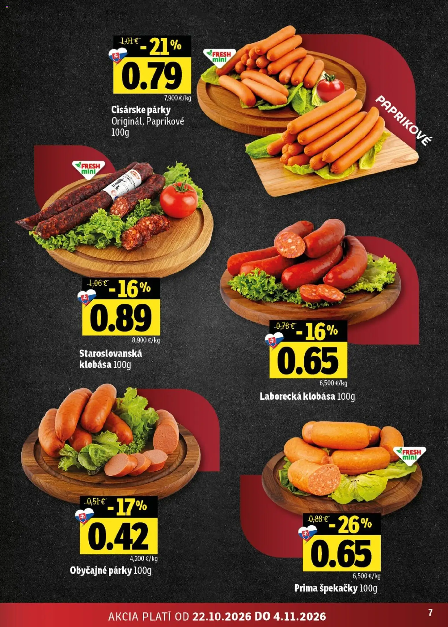 Náhľad Fresh letáku platného od 22.10.2026 - Klobása, Párky