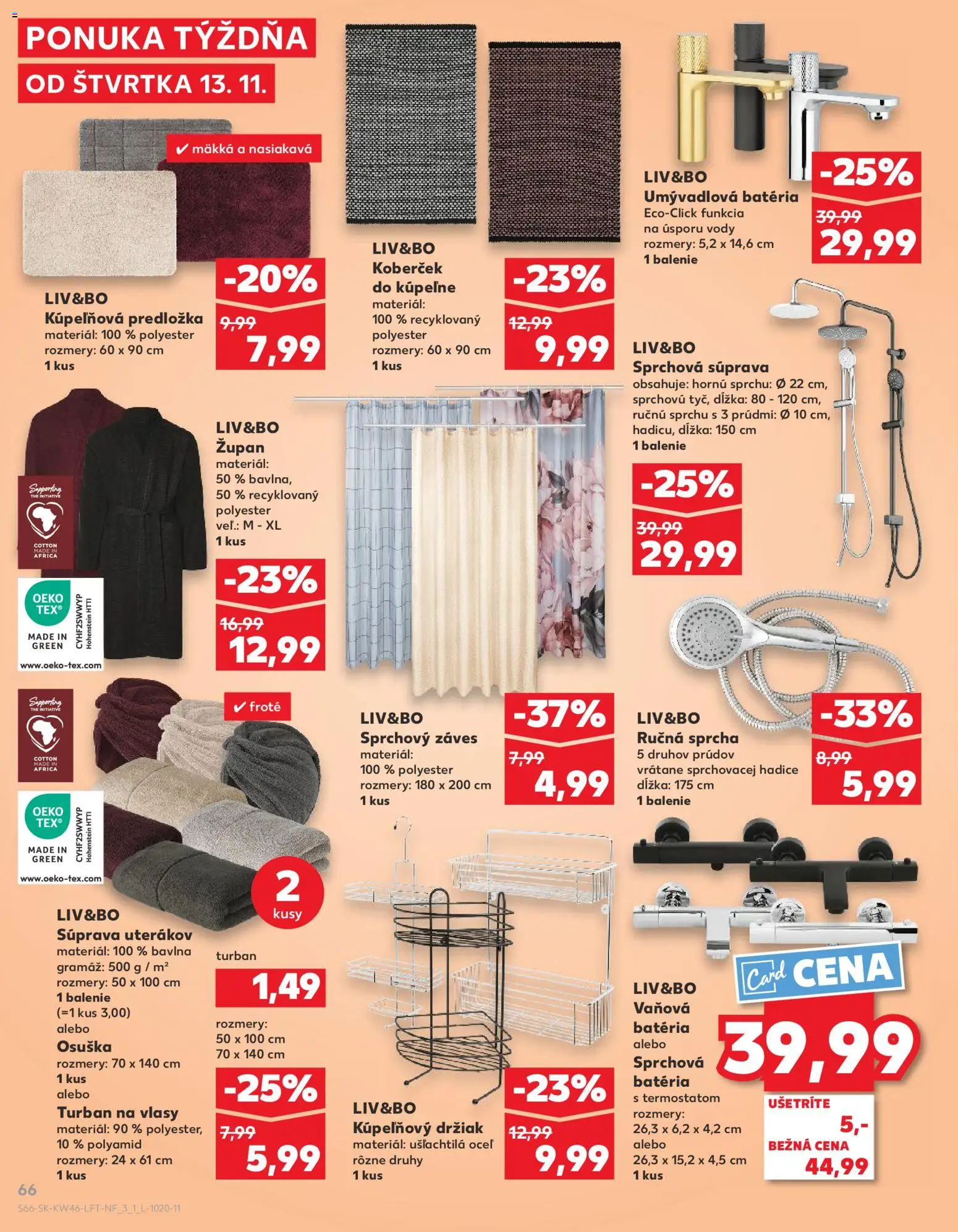 Náhľad Kaufland letáku platného od 13.11.2025 - Župan, Batéria, Sprcha, Osuška