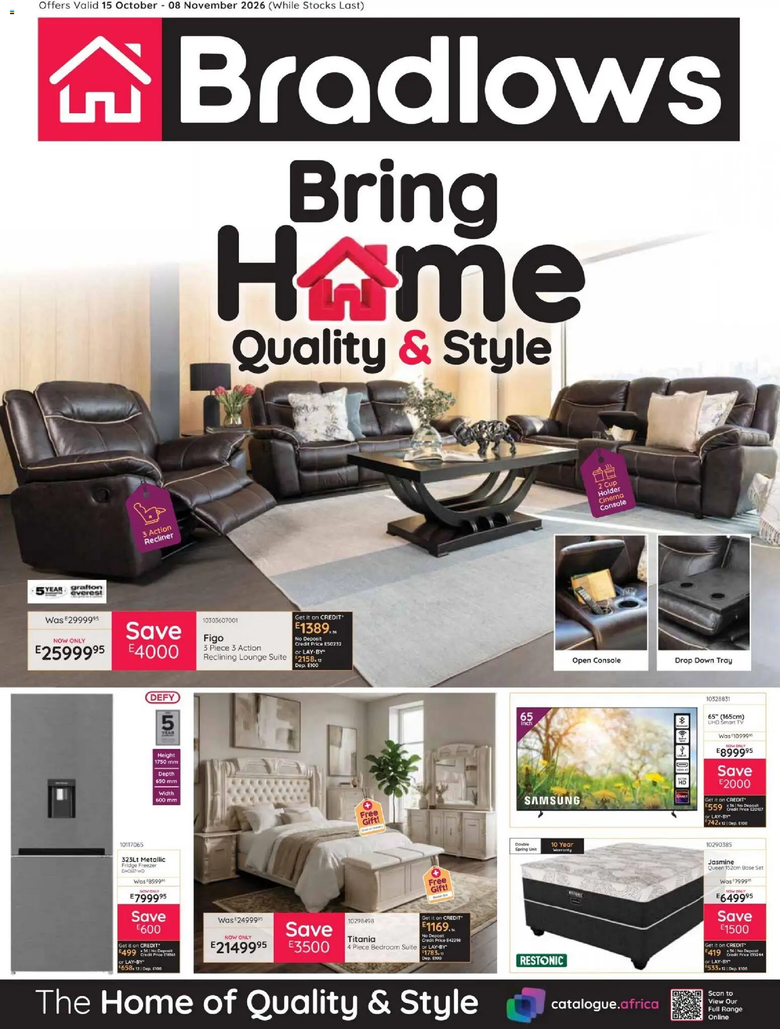 Preview of Bradlows flyer valid from 15/10/2026 - Fridge, TV, Lounge suite, Freezer, Tray