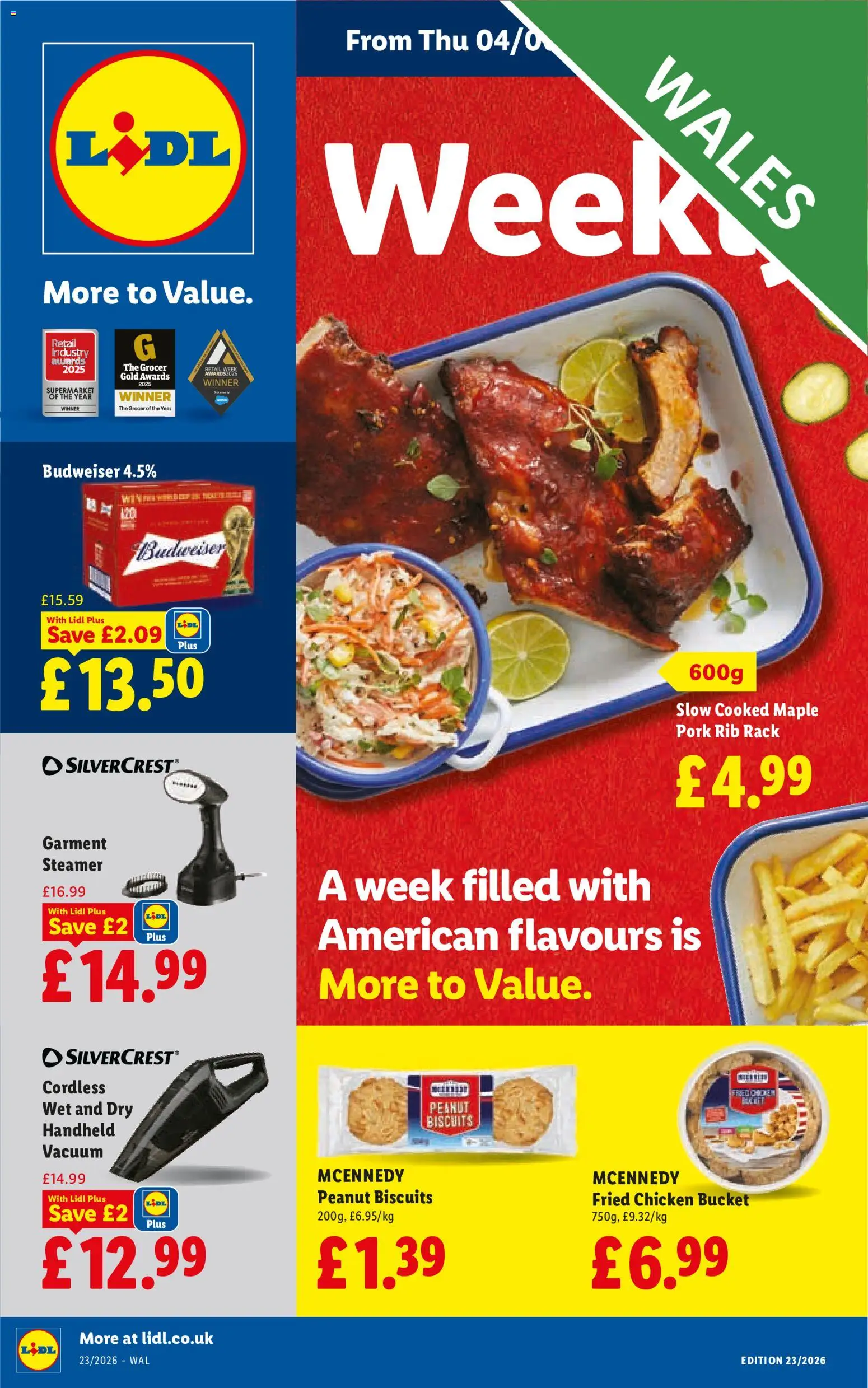 Preview of Lidl Weekly offers Lidl Wales valid from 04/06/2026 - Chicken, Biscuits, Peanut, Pork