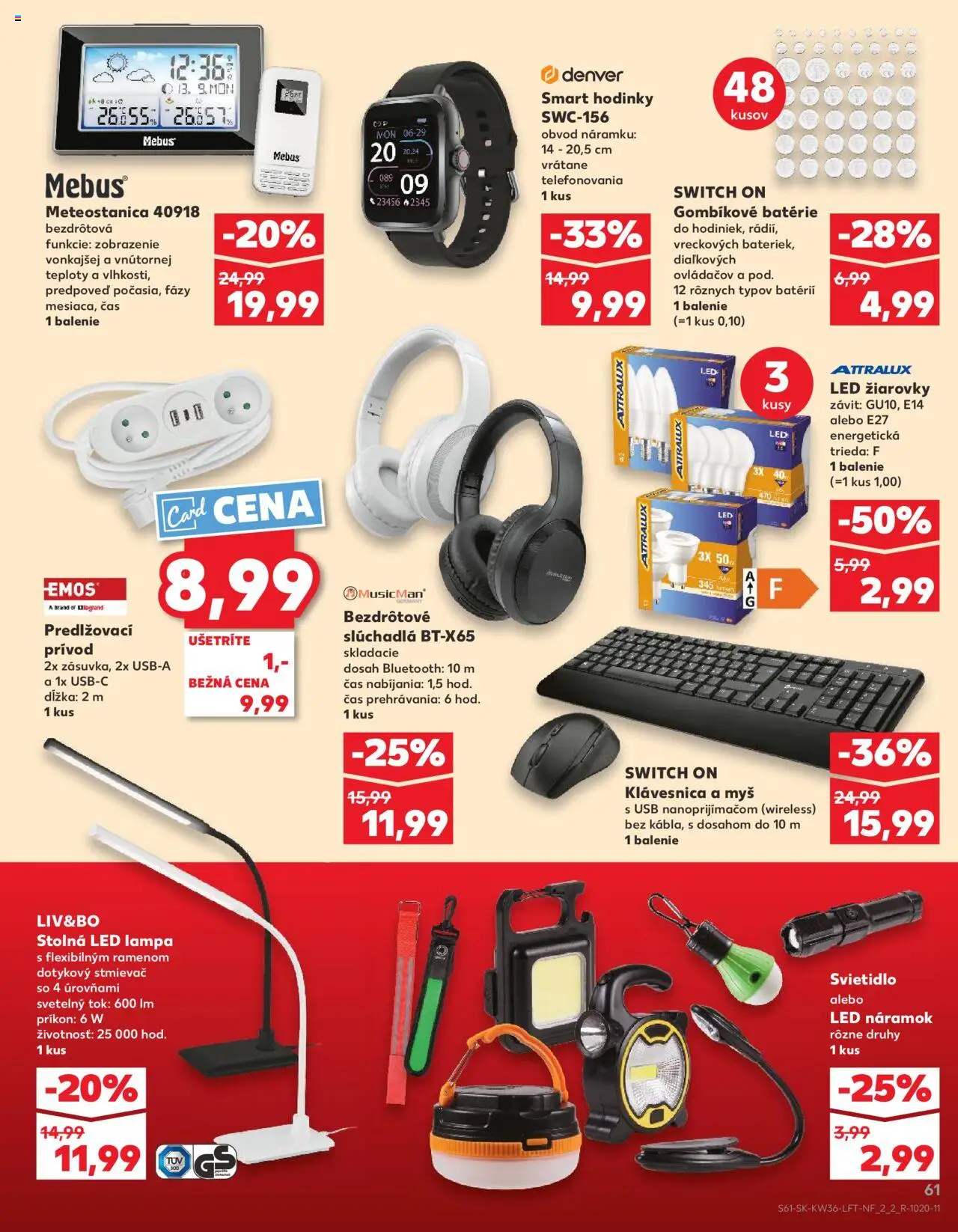 Náhľad Kaufland letáku platného od 04.09.2025 - Smart hodinky, Hodinky, Slúchadlá, Led žiarovky, Bezdrôtové slúchadlá, Led lampa, Svietidlo, Žiarovky
