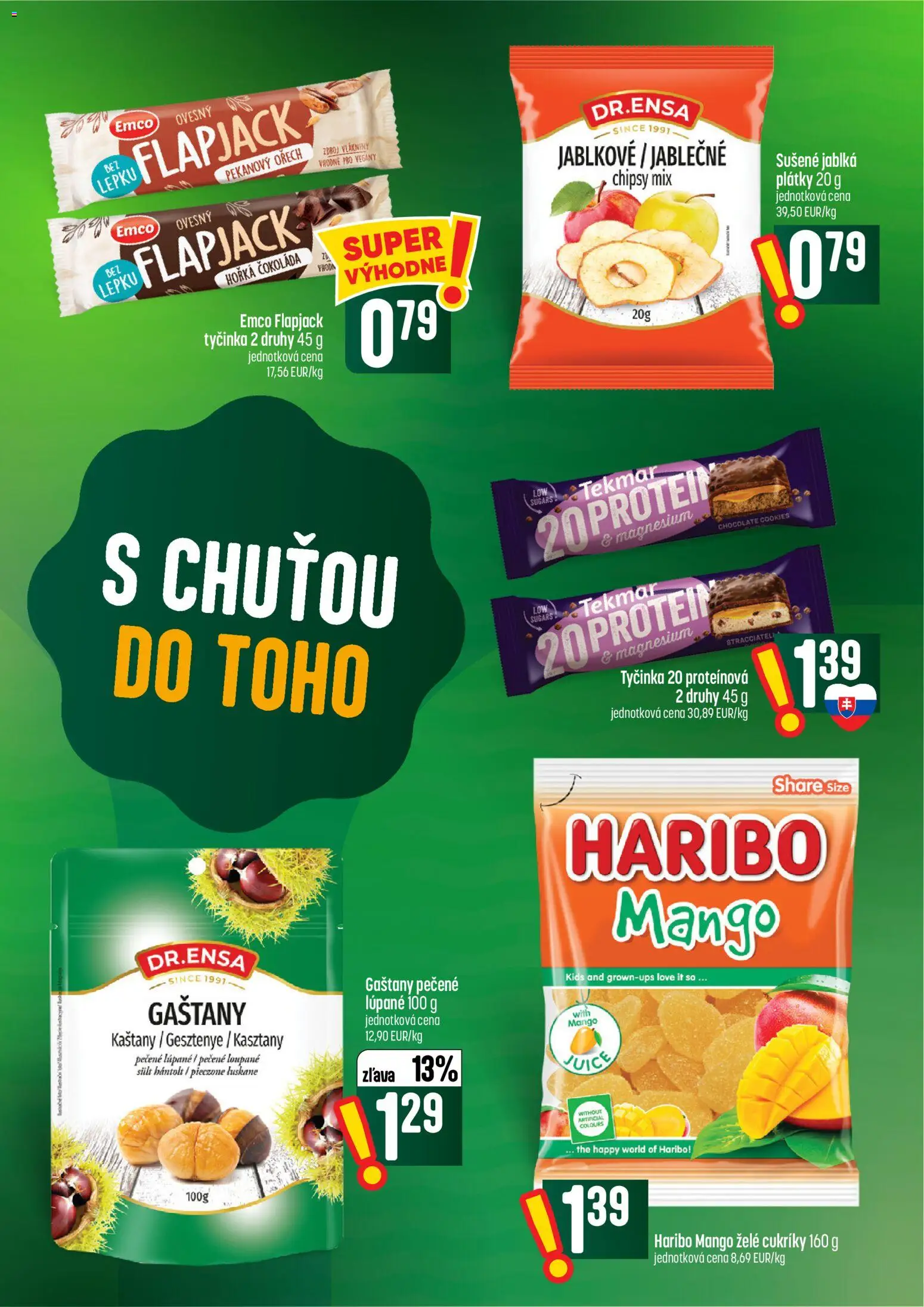 Náhľad COOP Jednota letáku platného od 08.10.2026 - Mango, Protein, Čokoláda, Chipsy, Jablká, Cukríky, Gaštany
