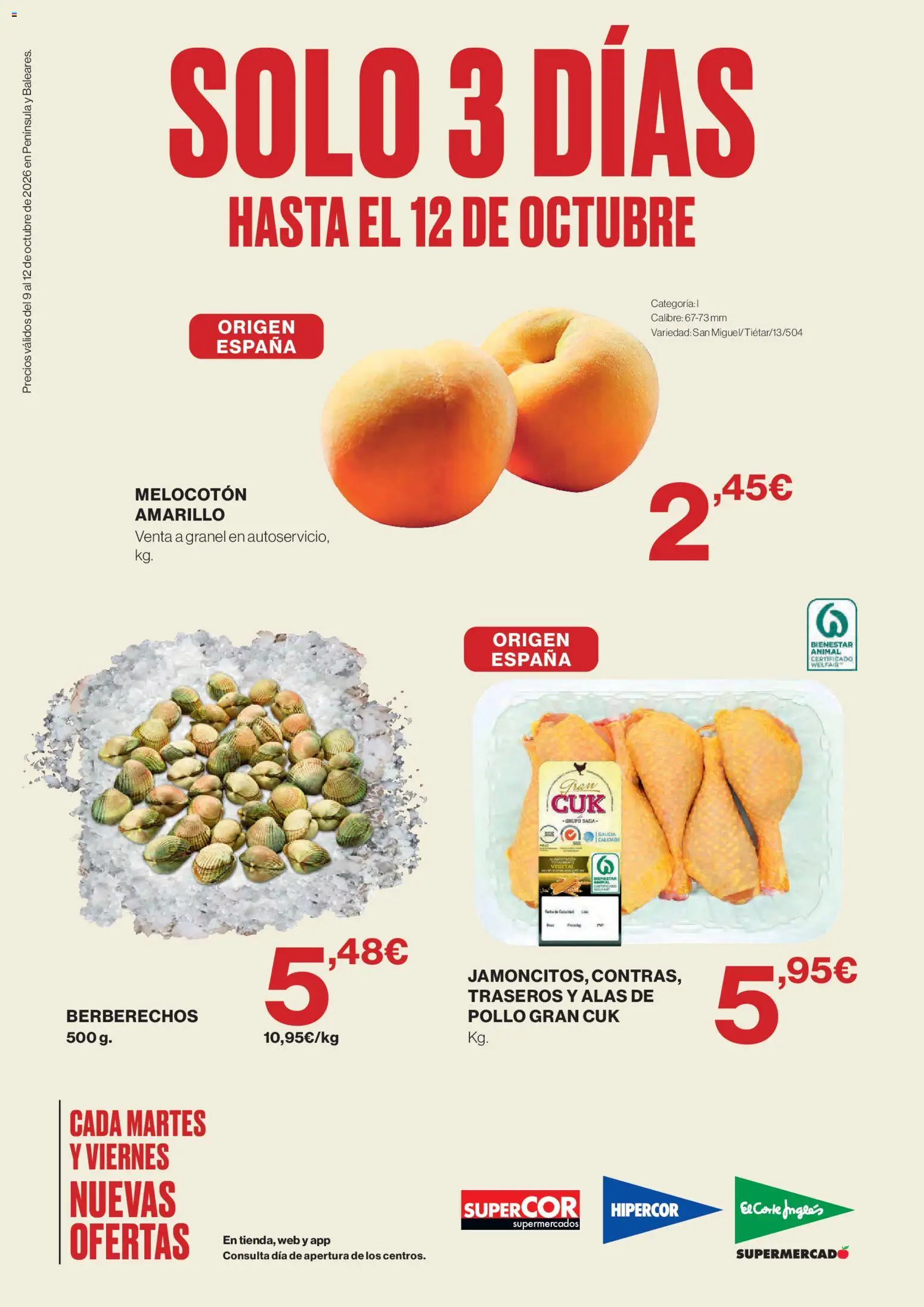 Vista previa del folleto de la tienda Hipercor válido desde el 09/10/2026 - Berberechos, Pollo