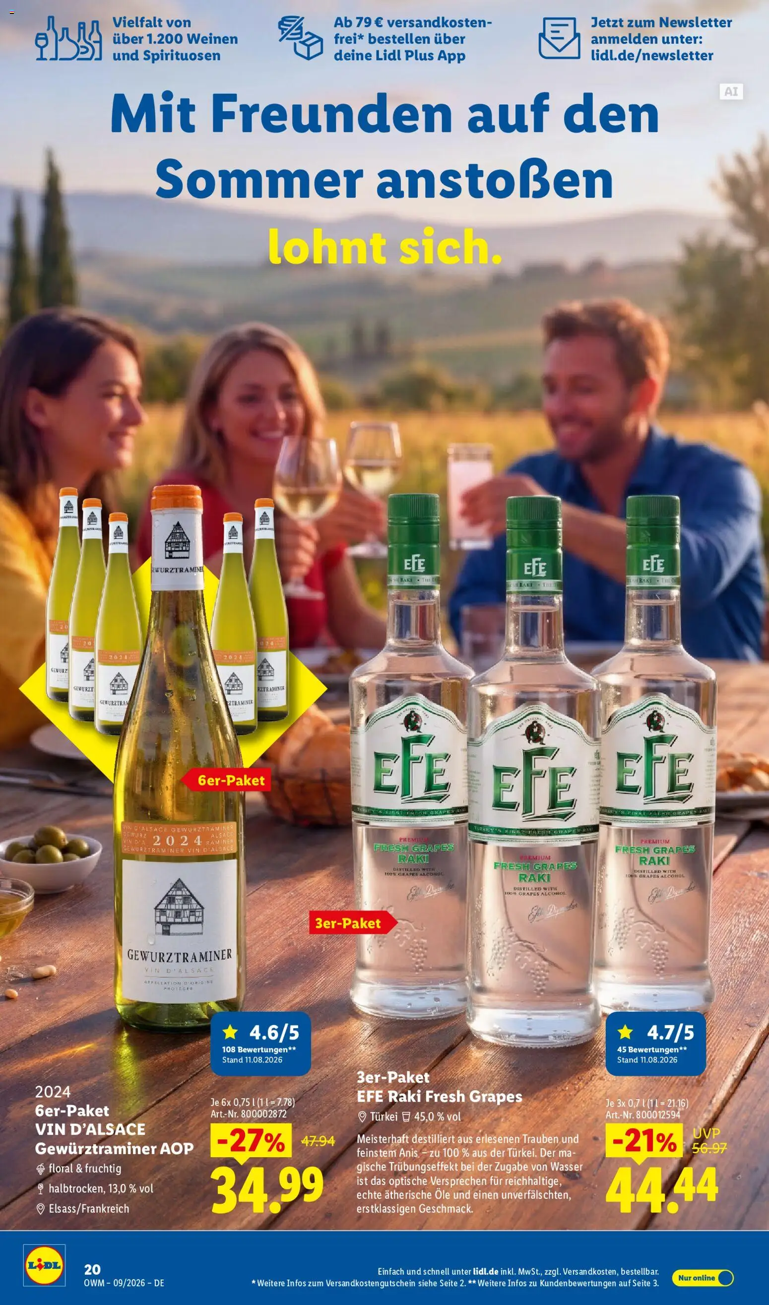Vorschau von dem Prospekt des Geschäftes Lidl, gültig ab dem 01.09.2026 - Wasser, Trauben