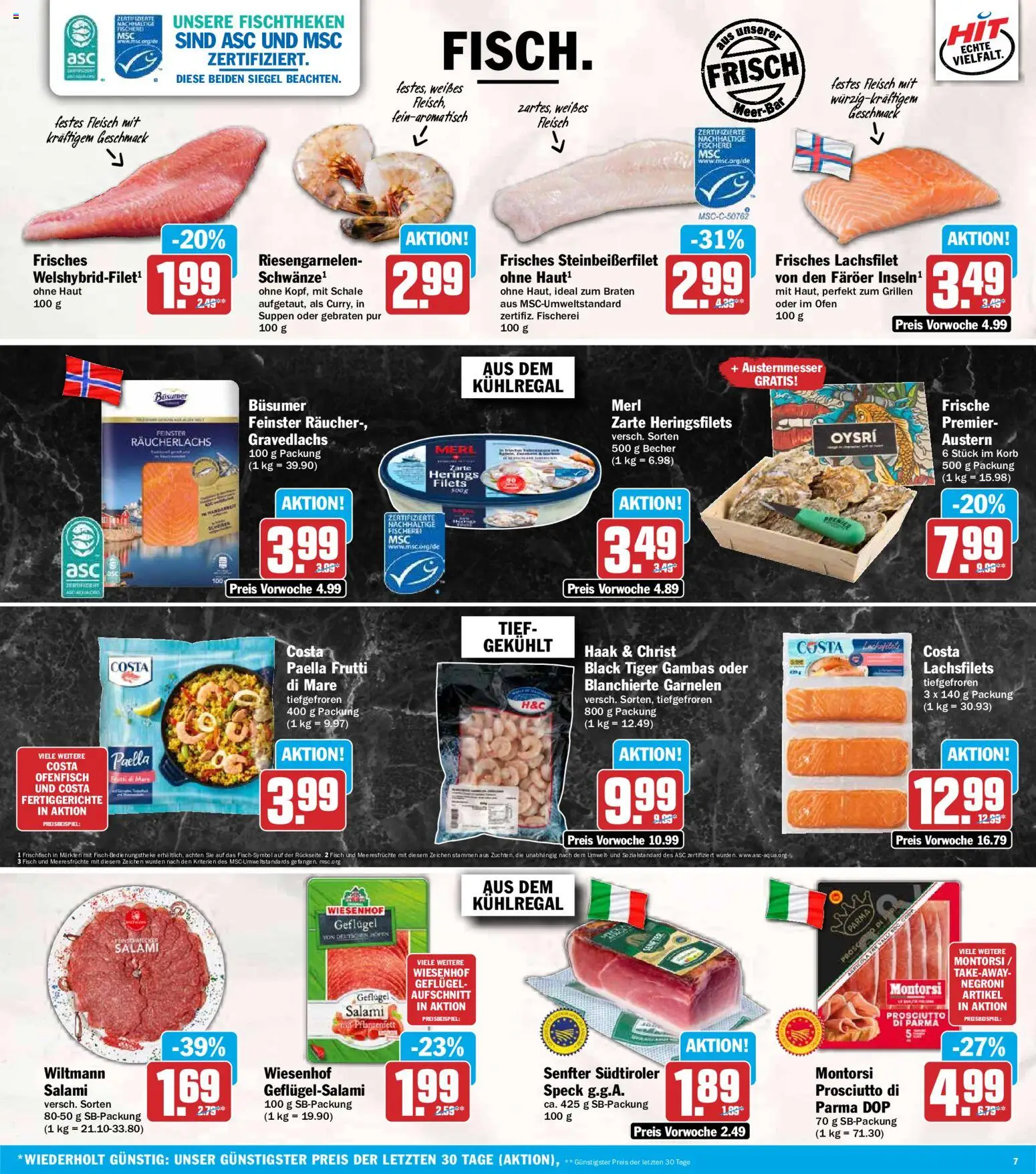 Vorschau von dem Prospekt des Geschäftes HIT, gültig ab dem 02.11.2026 - Fisch, Fleisch, Ofen, Korb, Salami, Meeresfrüchte, Räucherlachs, Fertiggerichte