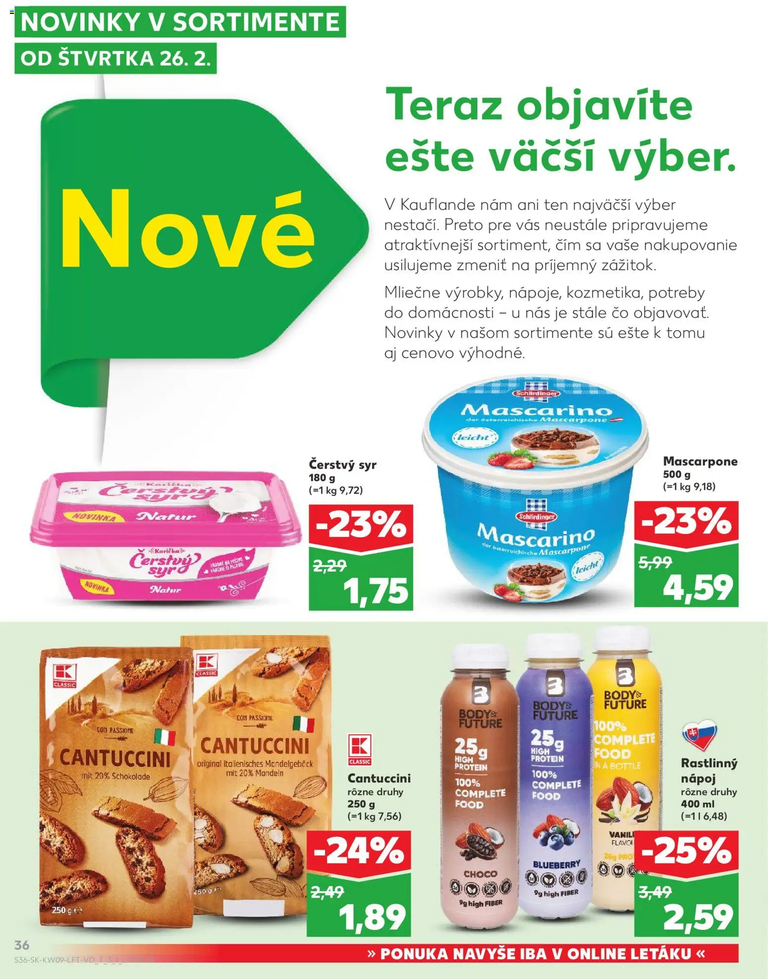 Náhľad Kaufland letáku platného od 26.02.2026 - Protein, Syr, Mascarpone