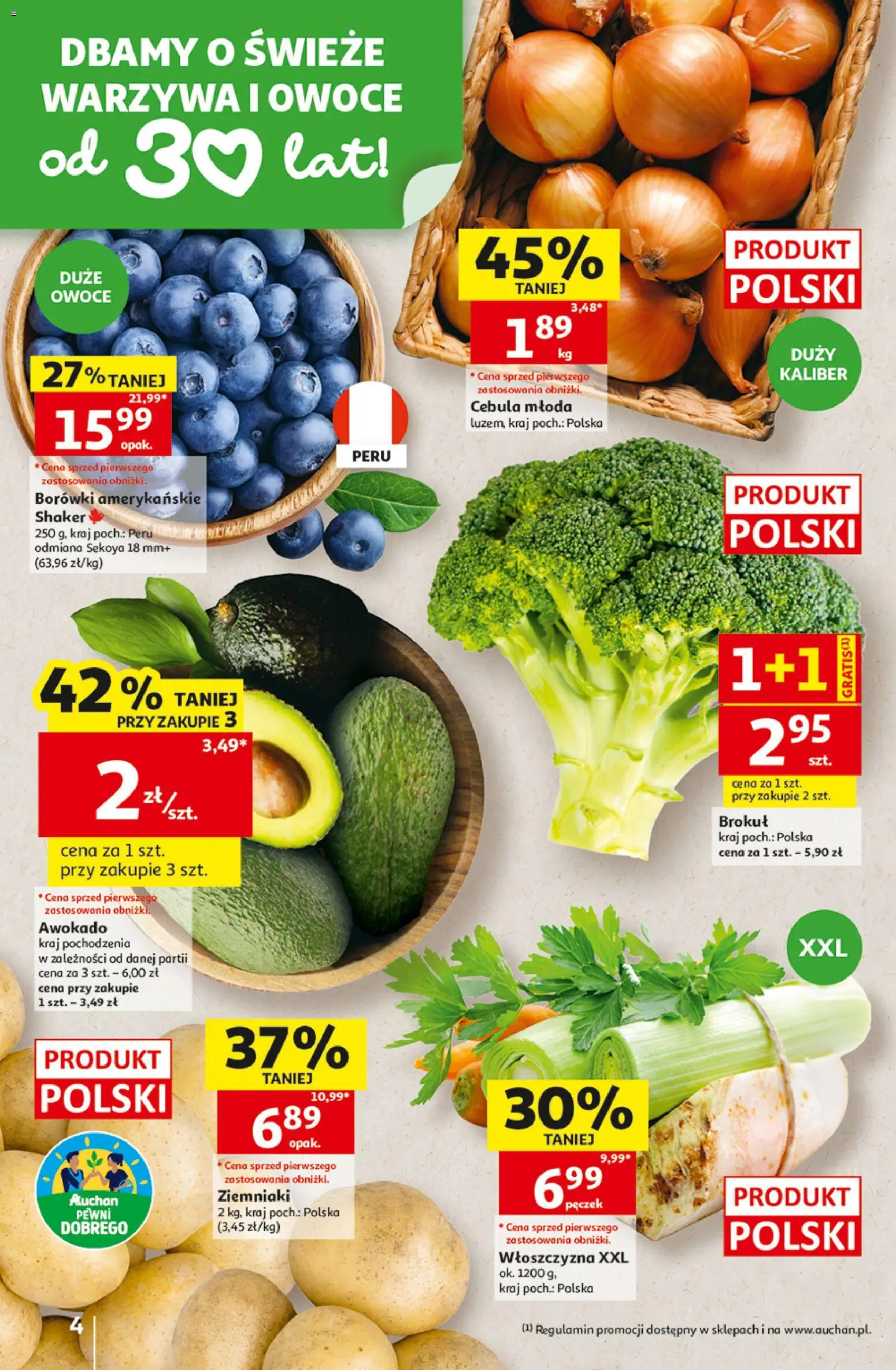 Pogląd gazetki "Auchan gazetka - Hipermarket" ze sklepu Auchan ważnej od 22.10.2026 - Awokado, Ziemniaki, Owoce, Warzywa, Borówki, Brokuł, Cebula, Włoszczyzna