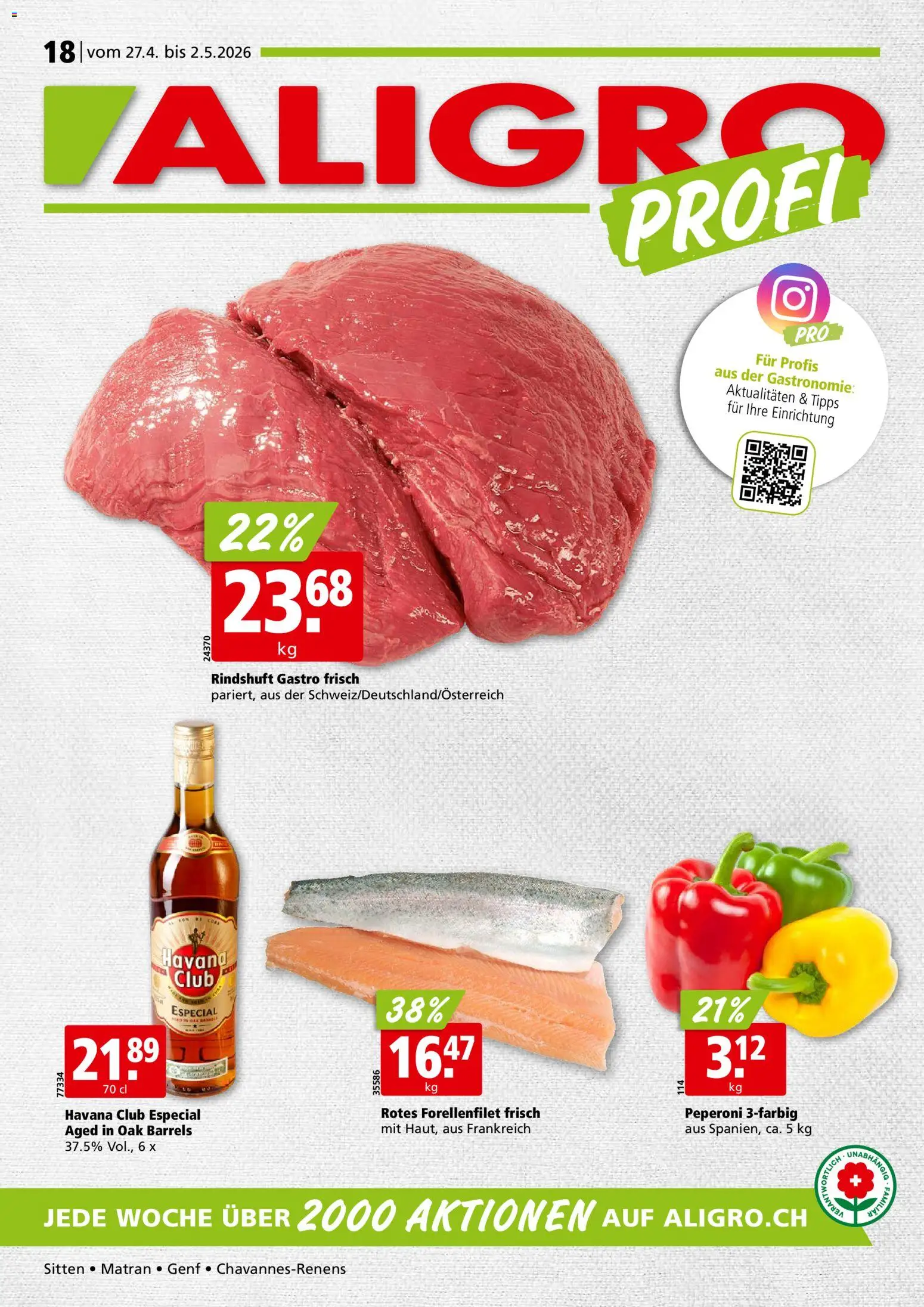 Vorschau des Merkblatts Aligro aktionen Chavannes, Matran, Genf, Sitten vom Shop Aligro gültig von 27.05.2026 bis 02.05.2027