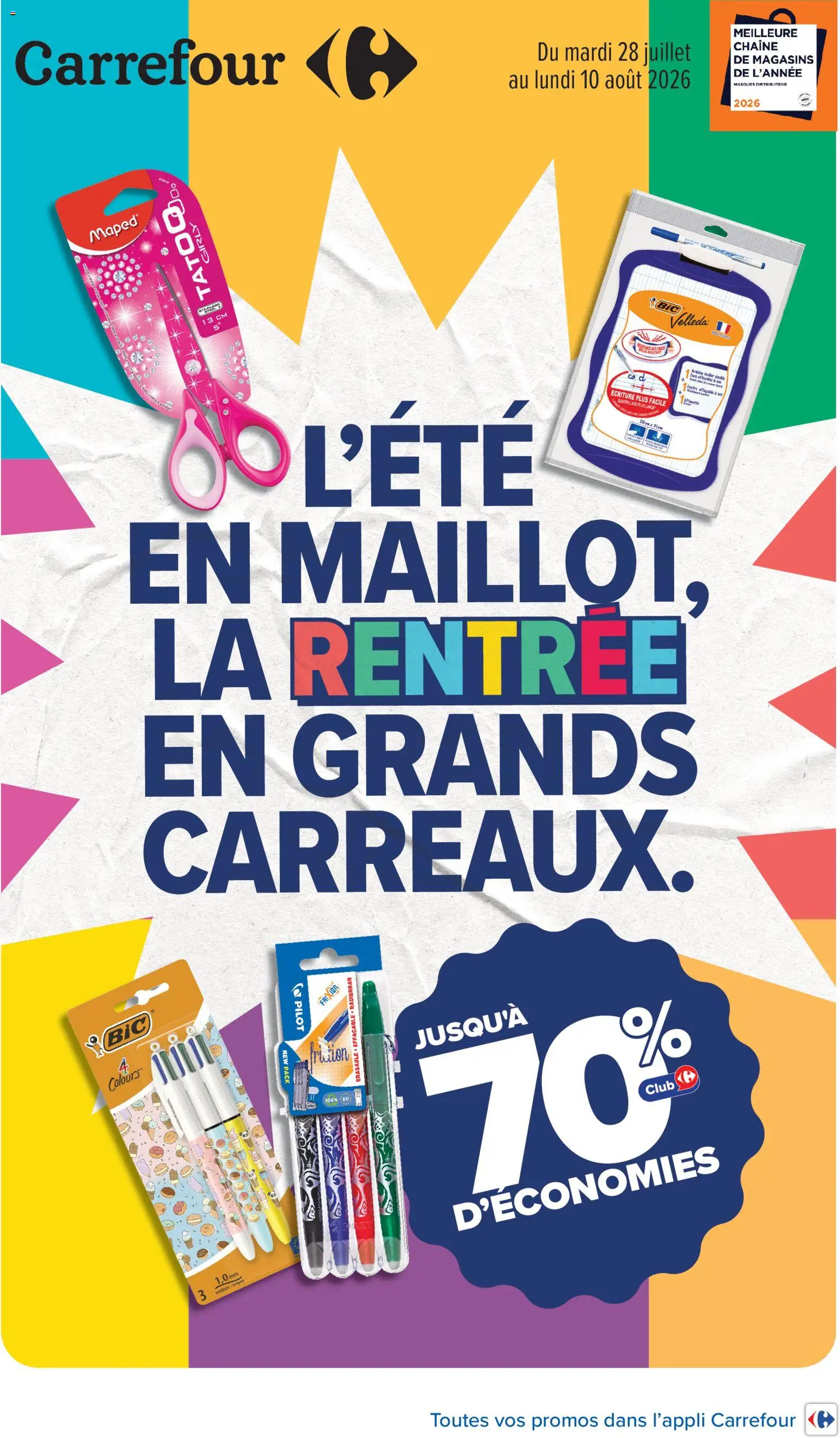 Prévisualisation de Carrefour L'été en maillot, la rentrée en grands carreaux du magasin Carrefour formulaire valide 28/07/2026