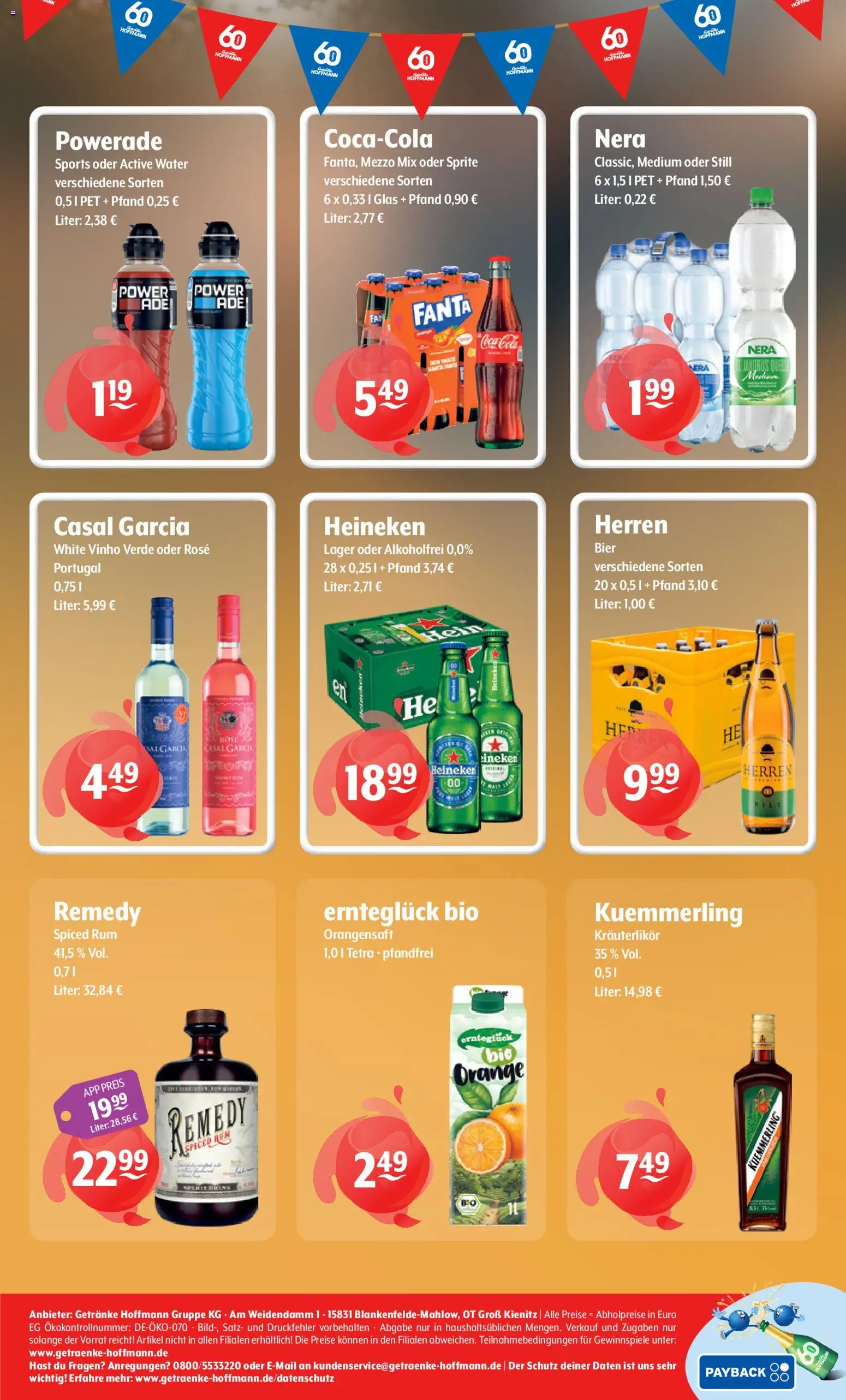 Vorschau von dem Prospekt des Geschäftes Getränke Hoffmann, gültig ab dem 26.10.2026 - Bier, Coca cola, Rum, Heineken, Powerade, Fanta, Sprite, Orangensaft