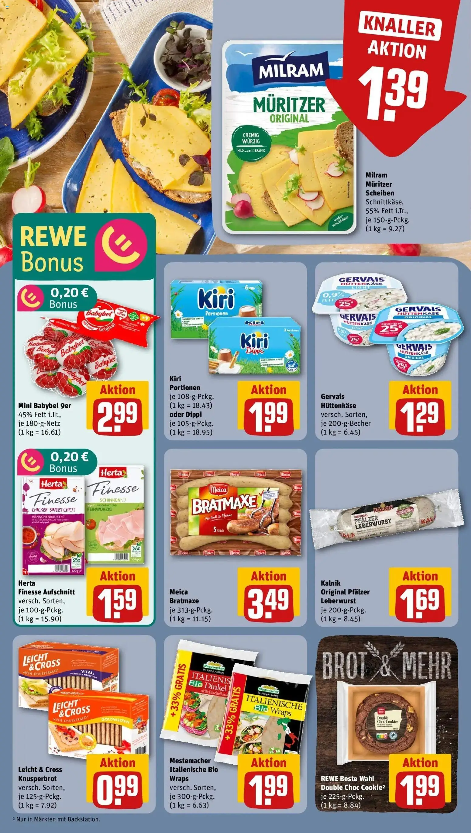 Vorschau von dem Prospekt des Geschäftes Rewe, gültig ab dem 05.04.2026 - Grill, Hüttenkäse, Schinken, Babybel, Milram, Meica, Herta finesse, Hahnchenbrust