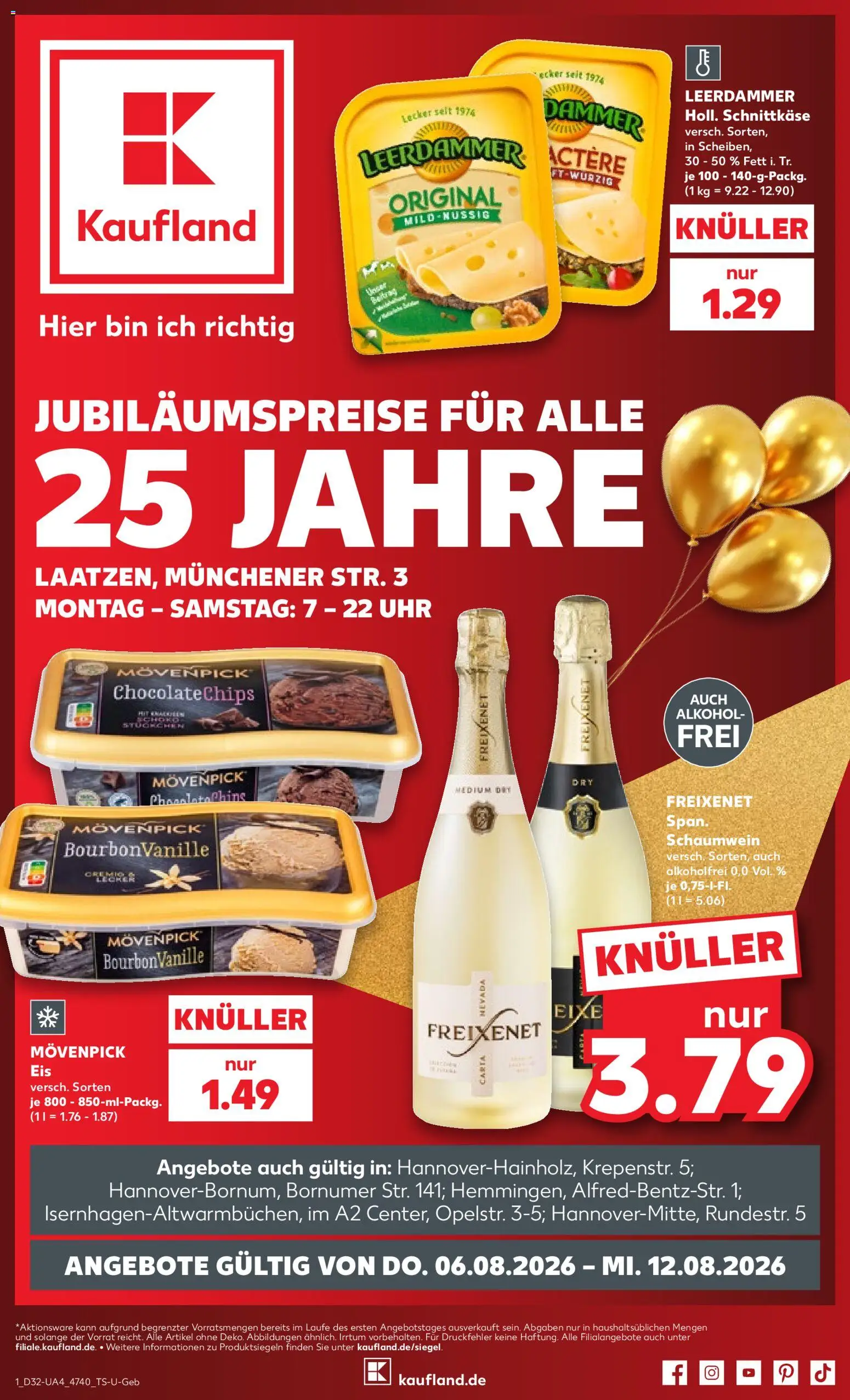 Náhled nabídky: Kaufland Německo Kaufland Německo leták platný od 06.08.2026 - Alkohol, Leerdammer