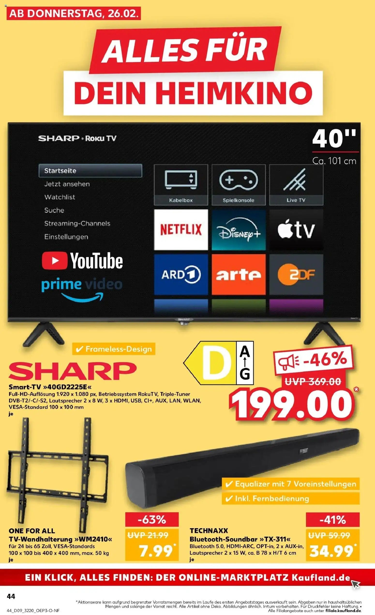 Vorschau von dem Prospekt des Geschäftes Kaufland, gültig ab dem 26.02.2026 - TV, Video, Smart TV, Soundbar, Lautsprecher, Heimkino, Spielkonsole