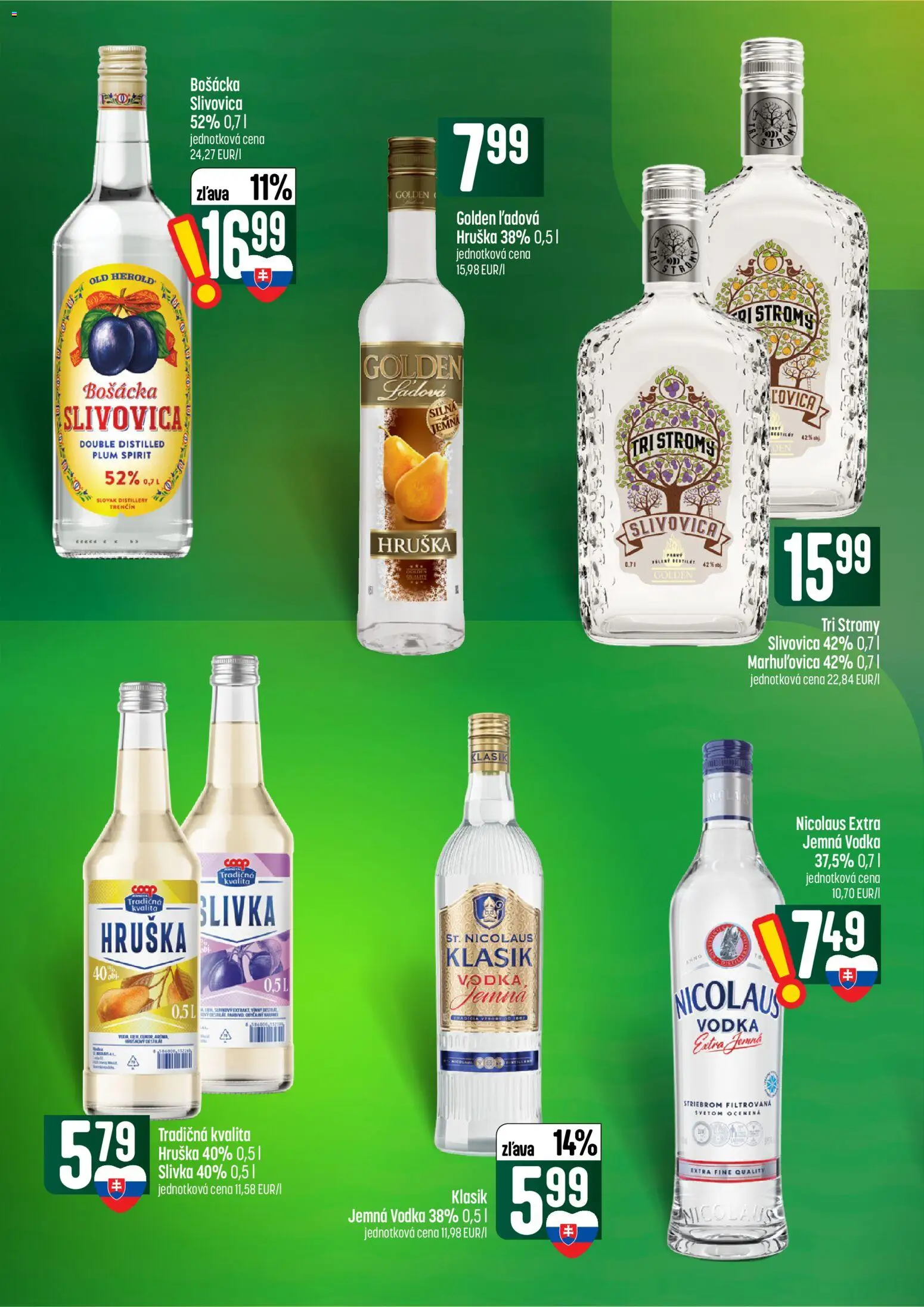 Náhľad COOP Jednota letáku platného od 08.10.2026 - Vodka, Slivovica, Bošácka slivovica