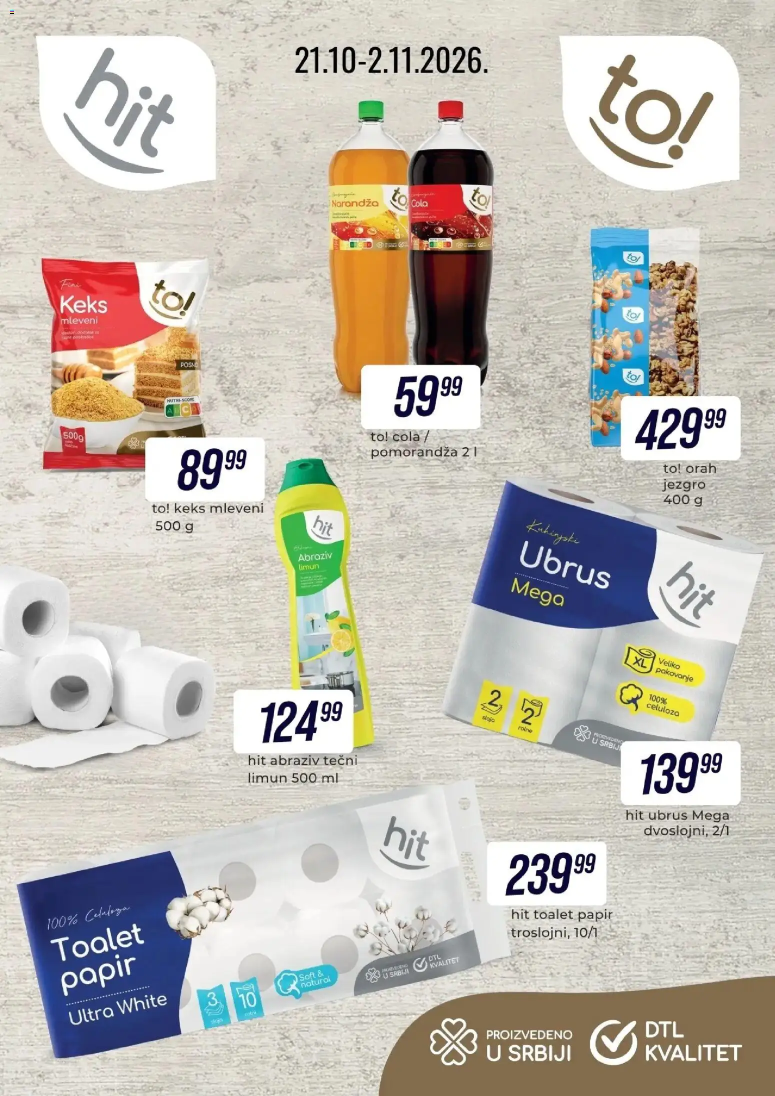 Pregled Tekijanka kataloga - važi od 21.10.2026 - Limun, Keks, Orah, Pomorandza, Toalet papir, Ubrus, Orah jezgro