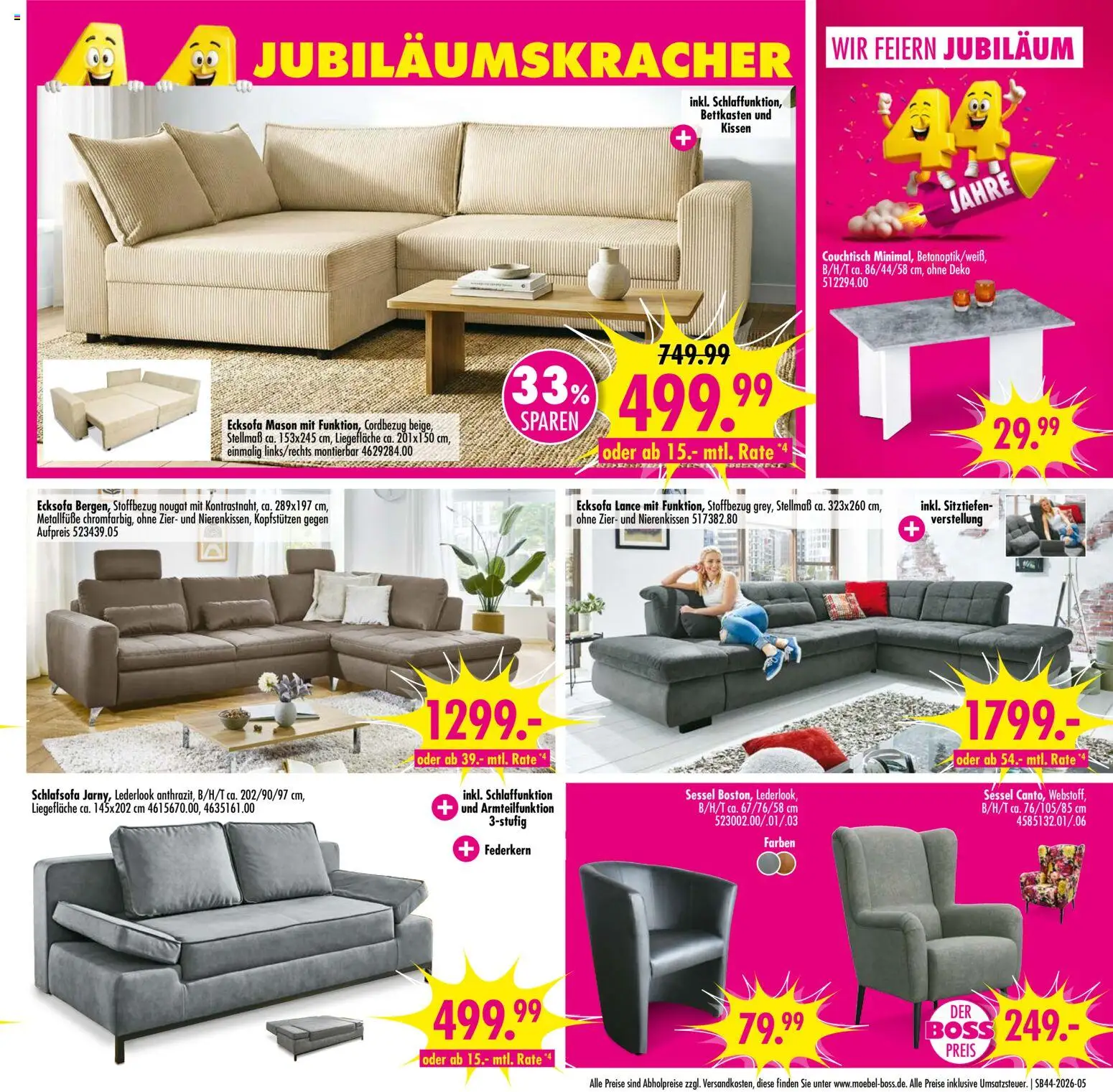 Vorschau von dem Prospekt des Geschäftes SB Möbel Boss, gültig ab dem 24.10.2026 - Couchtisch, Schlafsofa, Sessel, Ecksofa, Kissen