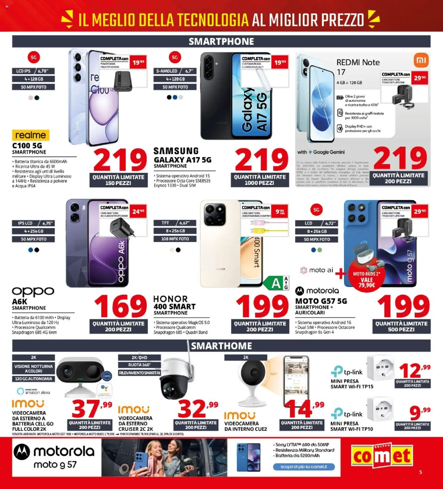 Anteprima dell'opuscolo Comet volantino dal negozio Comet valido da 10/09/2026 - Samsung, Xiaomi, Acqua, Smartphone, Power bank, Smartphone samsung, Auricolari, Presa