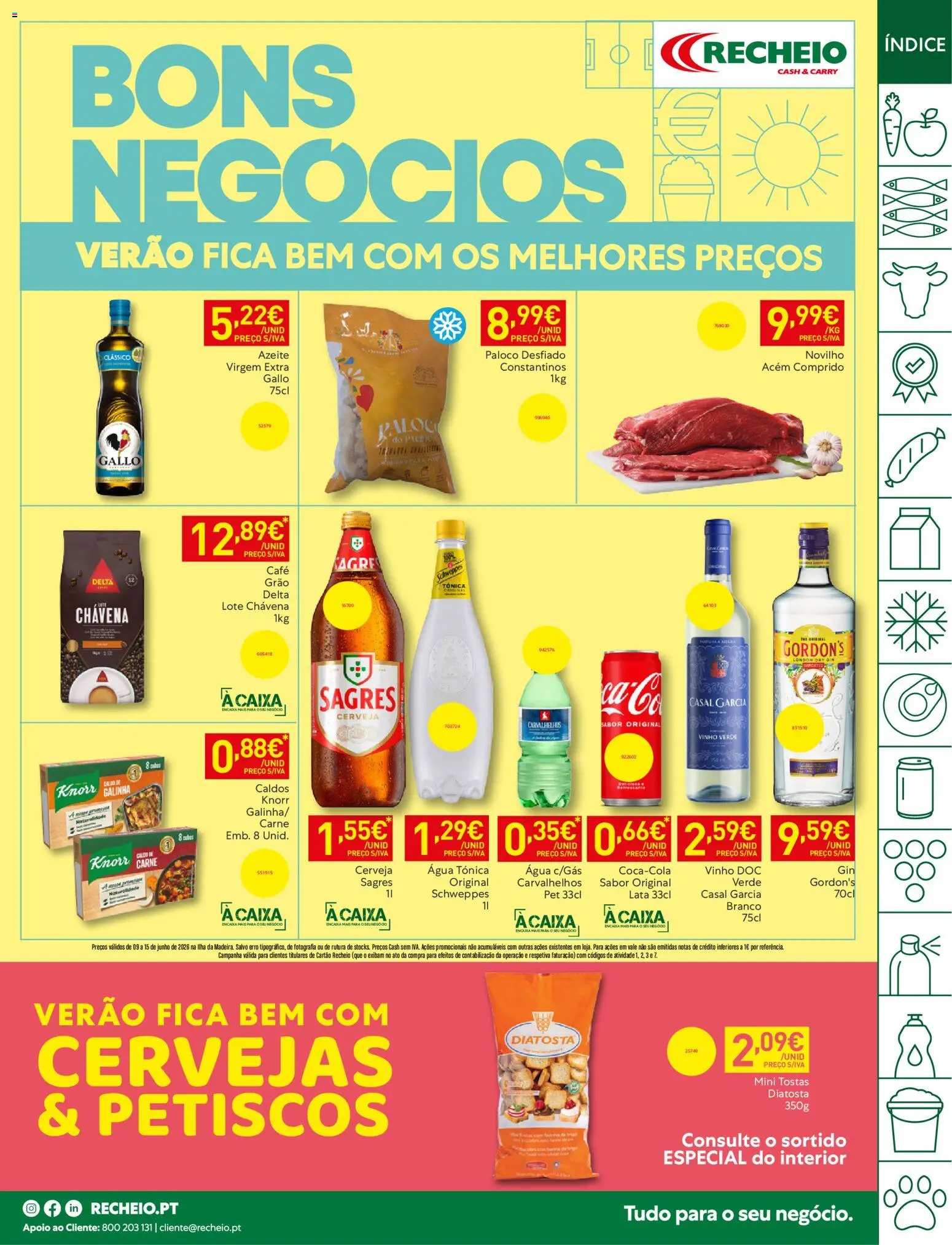 Pré-visualização do folheto da loja Recheio válida a partir de 09/06/2026 - Café, Caixa, Agua, Carne, Água tónica, Tostas, Knorr, Caldo