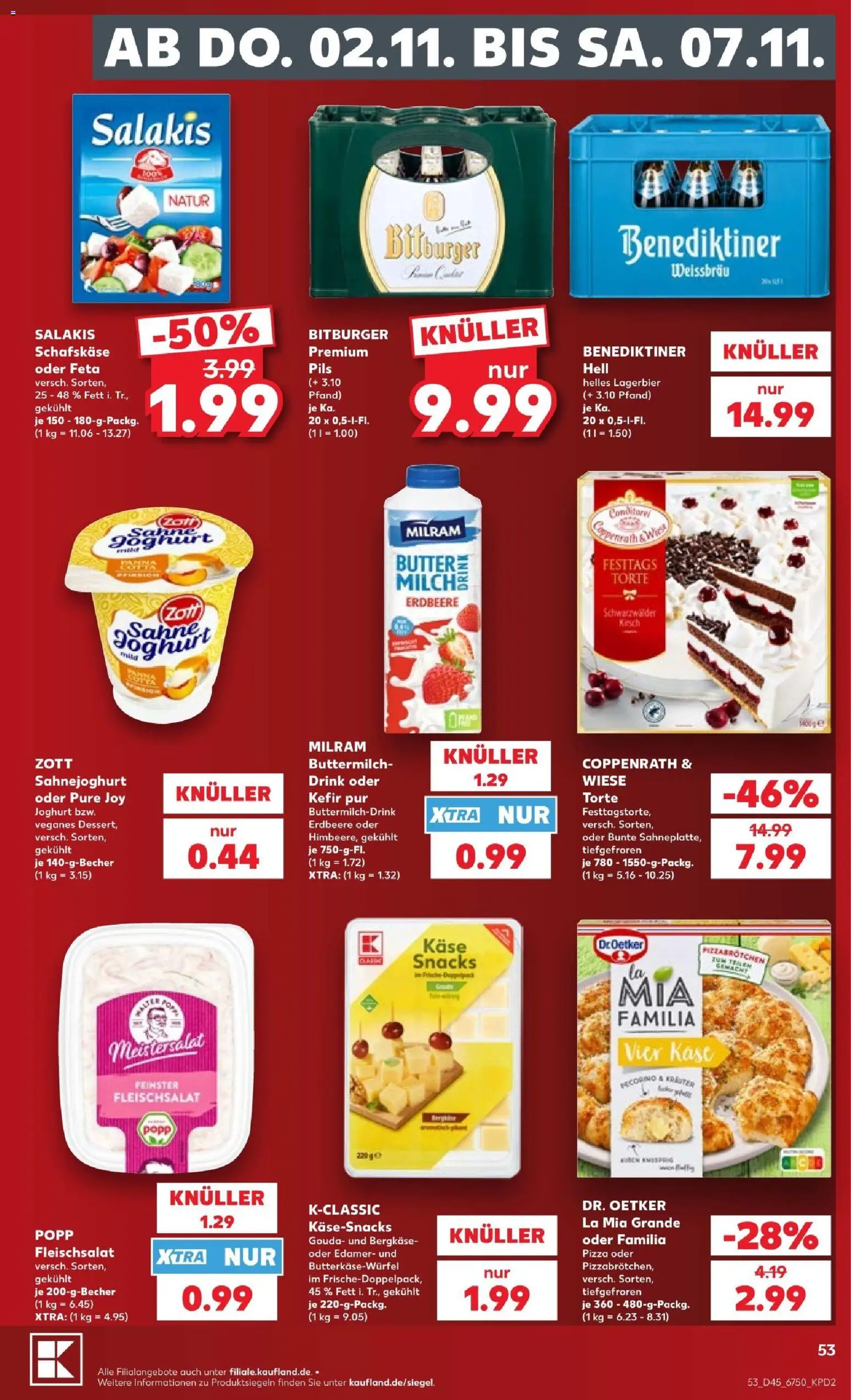 Vorschau von dem Prospekt des Geschäftes Kaufland, gültig ab dem 02.11.2026 - Kefir, Sahne, Buttermilch, Bitburger, Gouda, Edamer, Pils, Schafskase