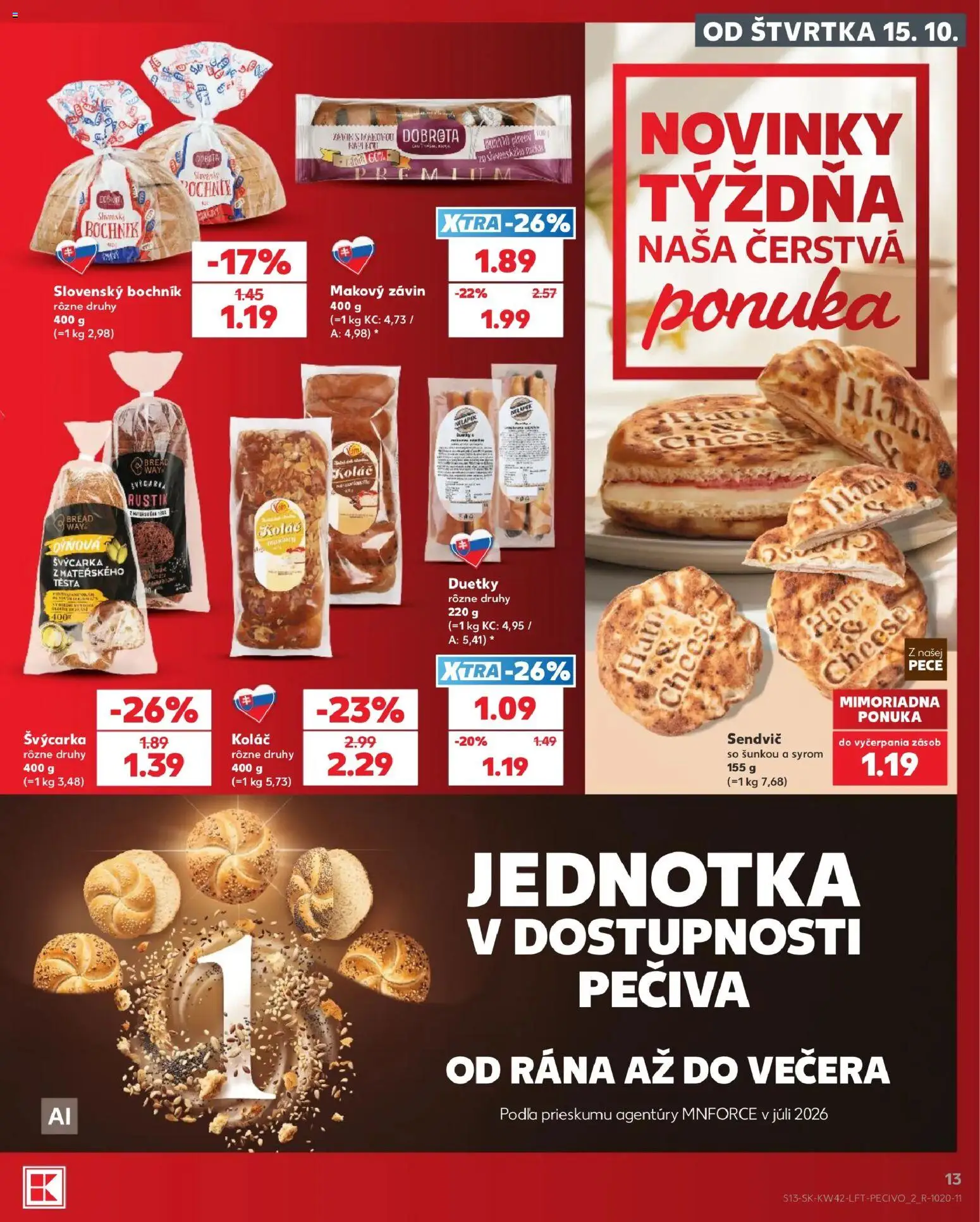 Náhľad Kaufland letáku platného od 15.10.2026 - Koláč, Závin, Sendvič