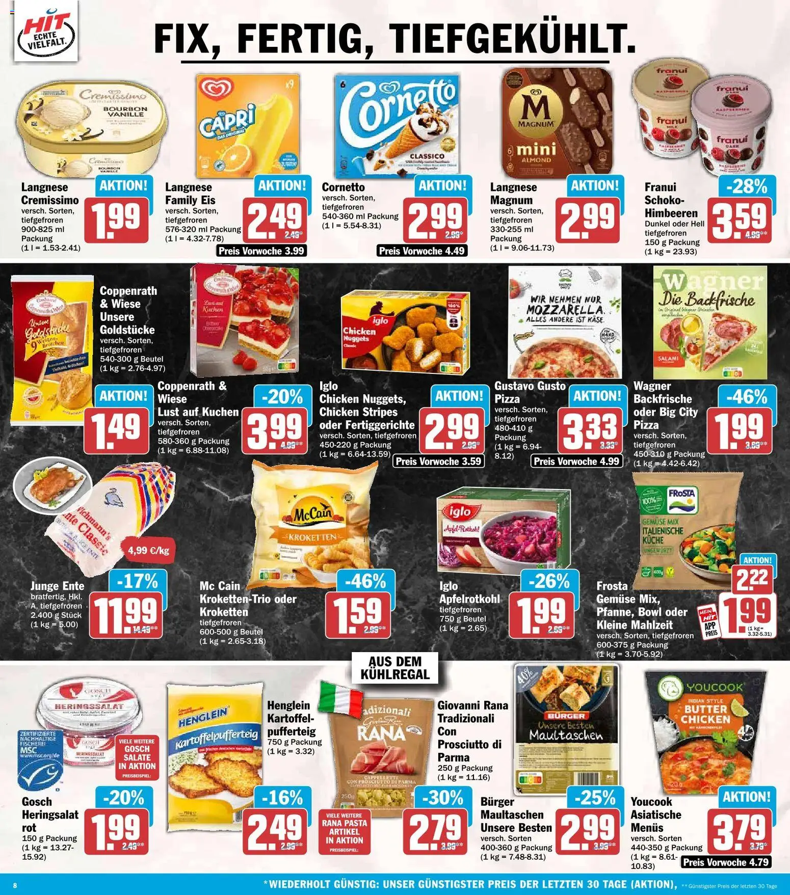 Vorschau von dem Prospekt des Geschäftes HIT, gültig ab dem 12.10.2026 - Eis, Butter, Käse, Pasta, Ente, Gustavo gusto, Iglo, McCain