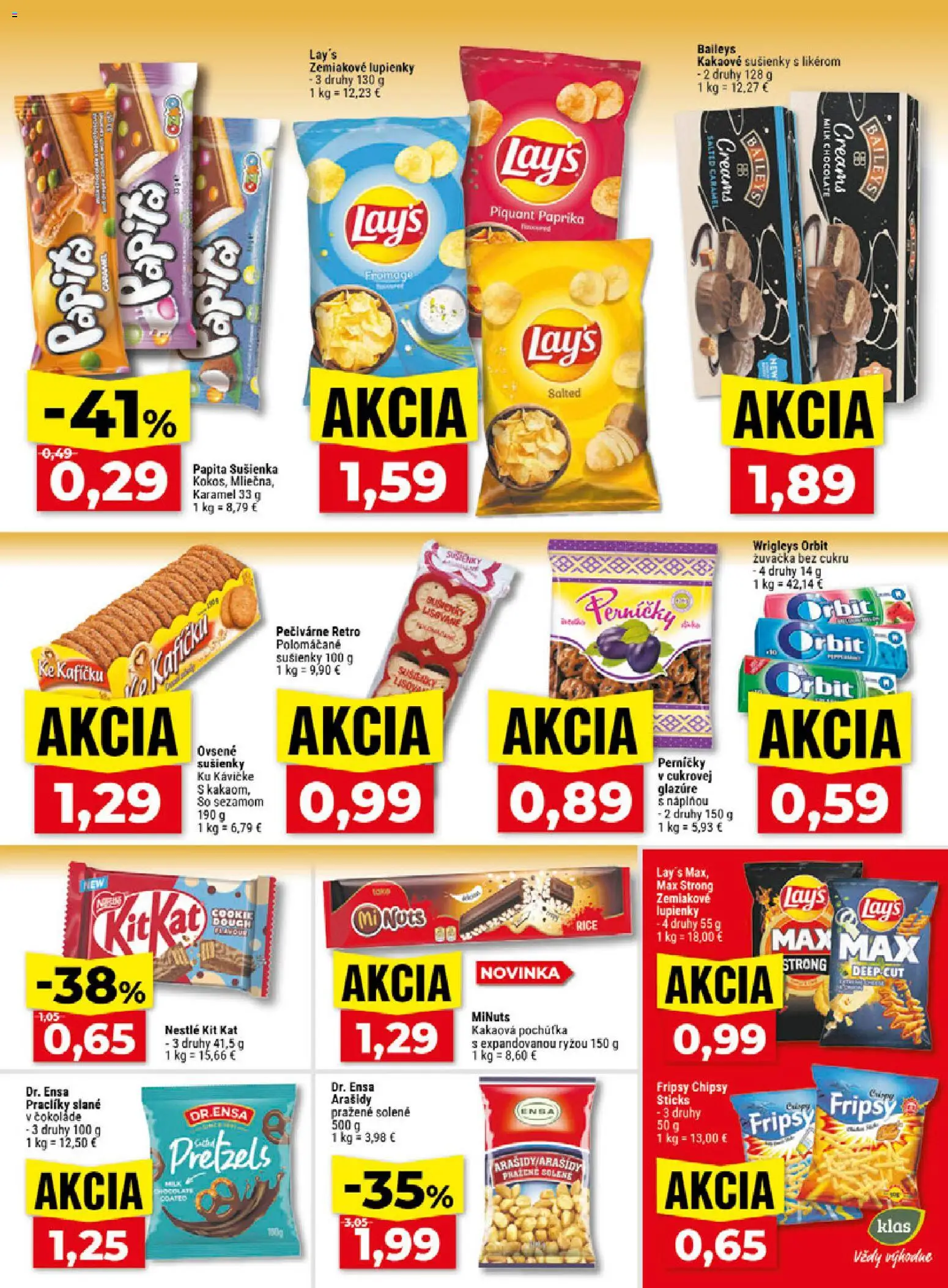 Náhľad Klas letáku platného od 26.10.2026 - Paprika, Baileys, Chipsy, Arašidy, Sušienky
