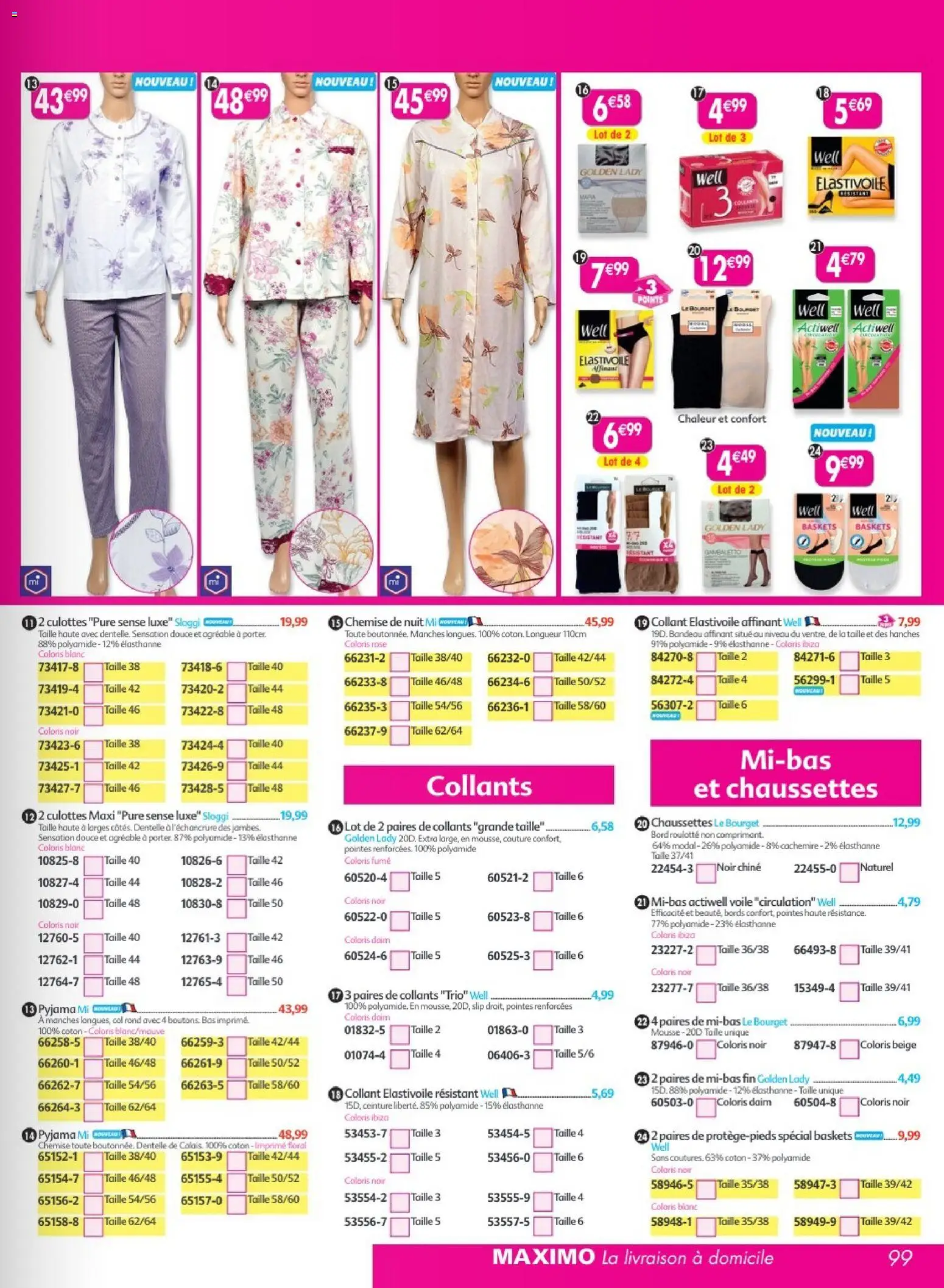 Prévisualisation de Maximo catalogue epicerie du magasin Maximo formulaire valide 24/08/2026 - Baskets, Pyjama, Couture, Chaussettes, Mousse, Chemise, Collants, Coton