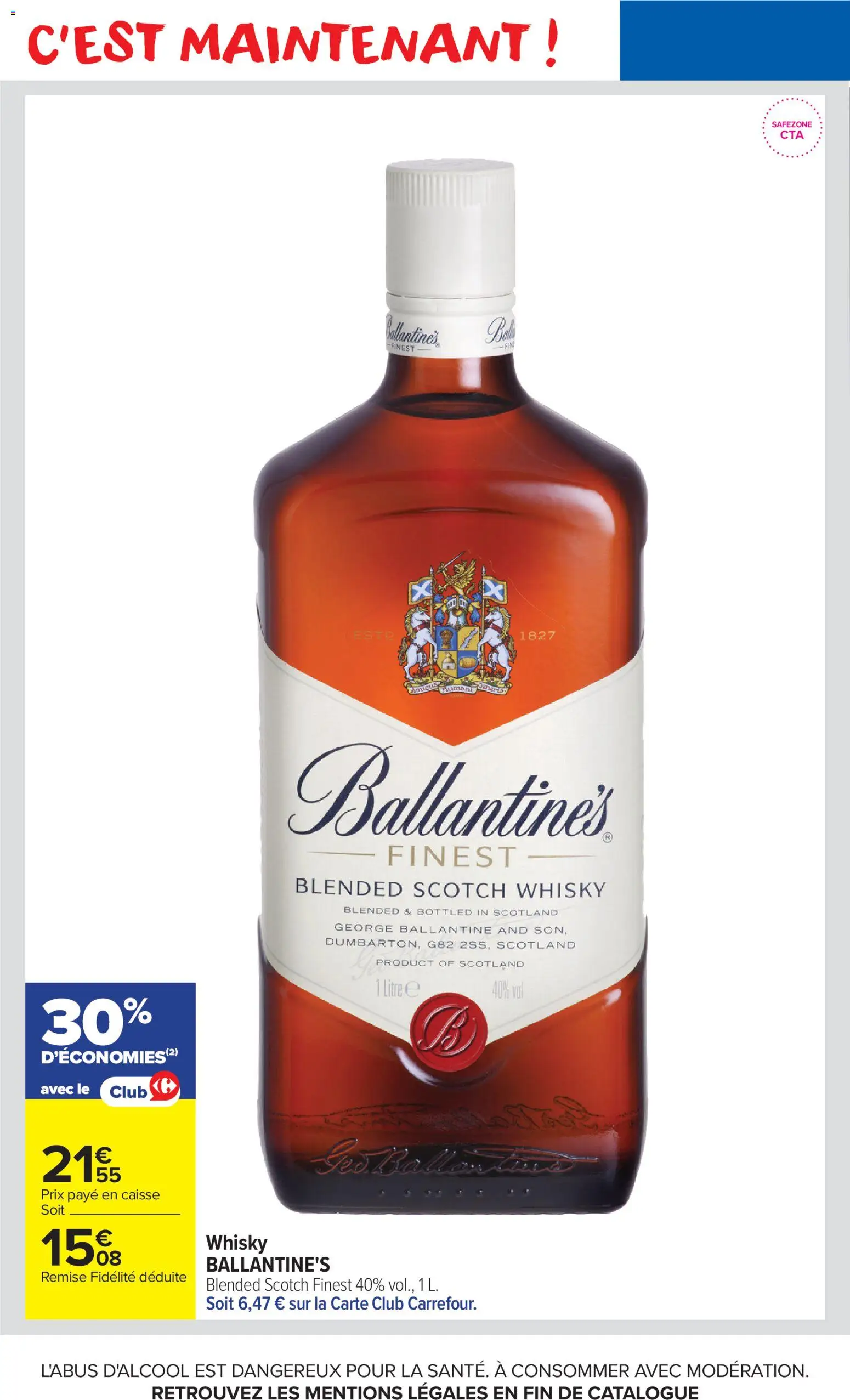 Prévisualisation de Carrefour Market catalogue du magasin Carrefour Market formulaire valide 08/09/2026 - Whisky, Ballantine's