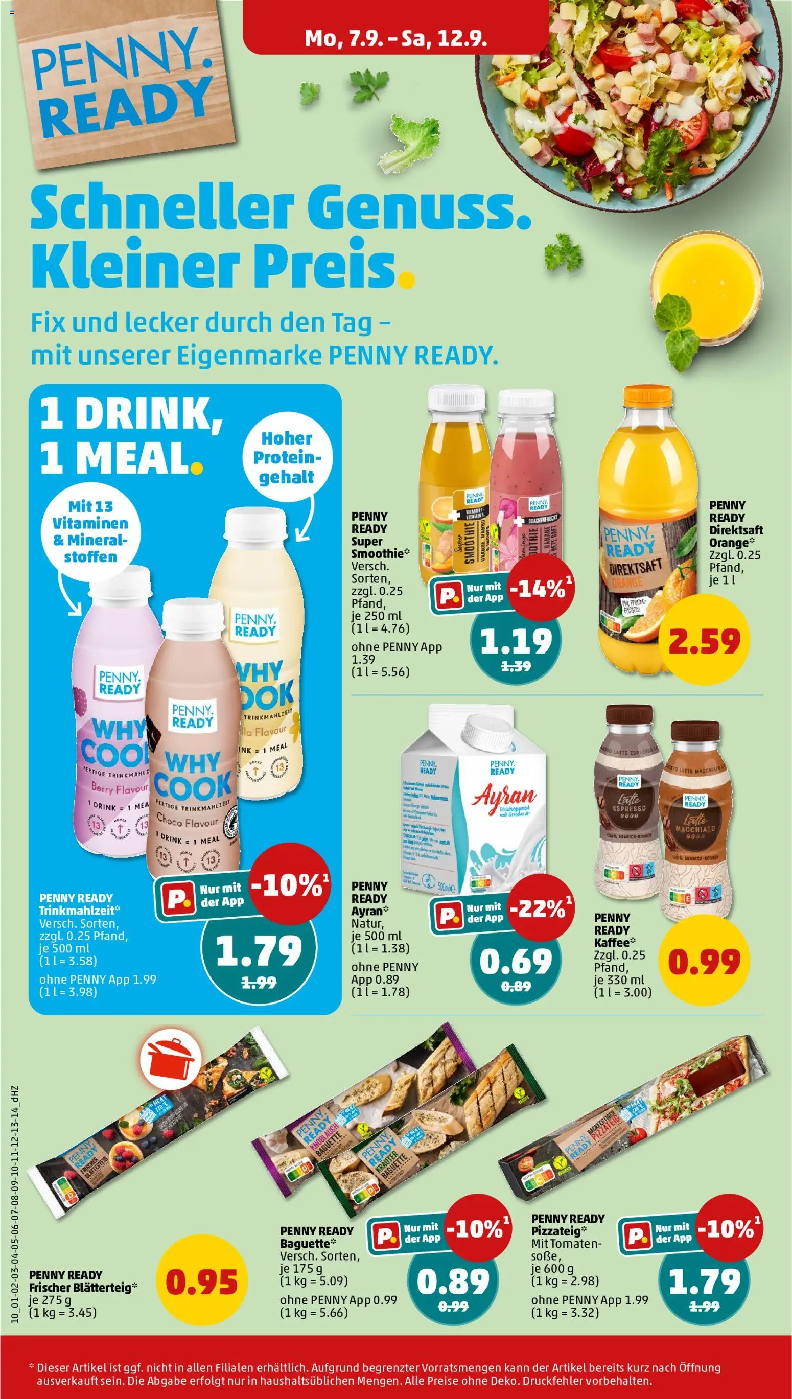 Vorschau von dem Prospekt des Geschäftes Penny, gültig ab dem 07.09.2026 - Pizza, Mango, Baguette, Knoblauch, Tomaten, Saft