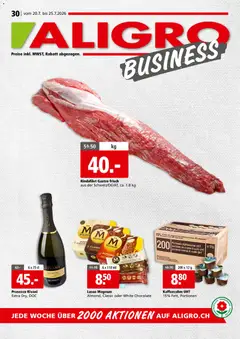 Vorschau des Merkblatts Aligro aktionen Business Schlieren, Gossau SG, Frauenfeld, Rapperswil-Jona, Sargans, Bern vom Shop Aligro gültig von 20.07.2026 bis 25.07.2026